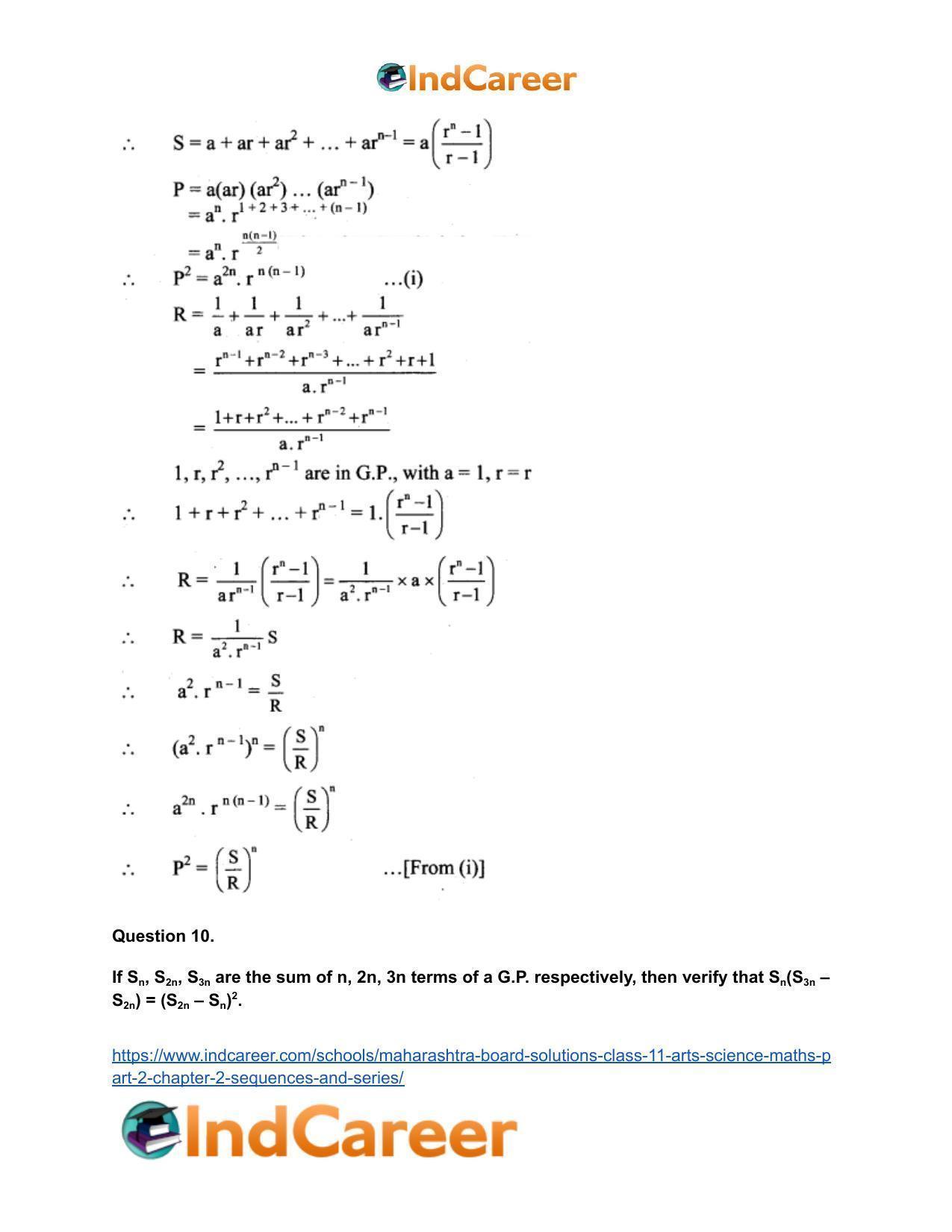 Maharashtra Board Solutions Class 11-Arts & Science Maths (Part 2): Chapter 2- Sequences and Series - Page 34