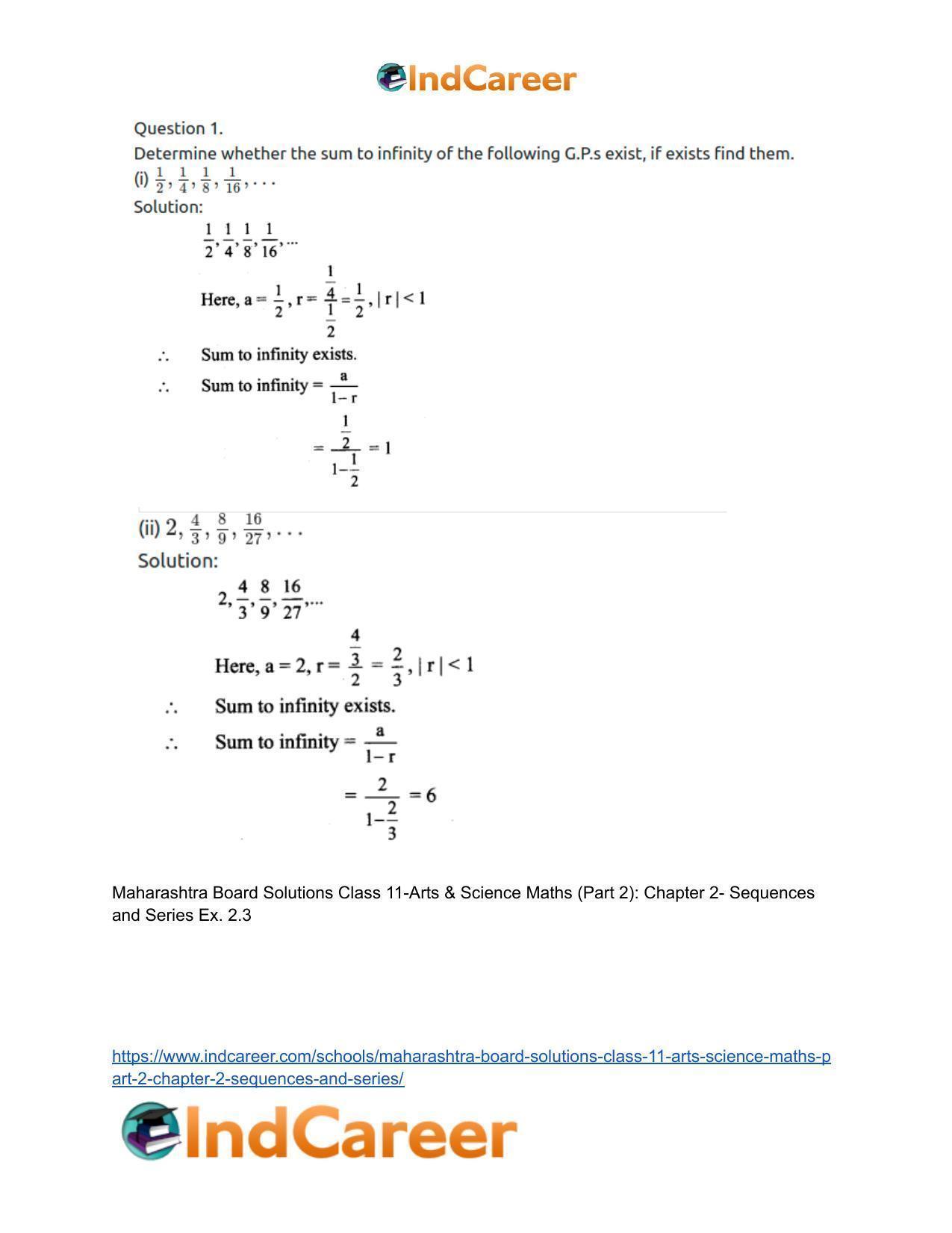 Maharashtra Board Solutions Class 11-Arts & Science Maths (Part 2): Chapter 2- Sequences and Series - Page 39
