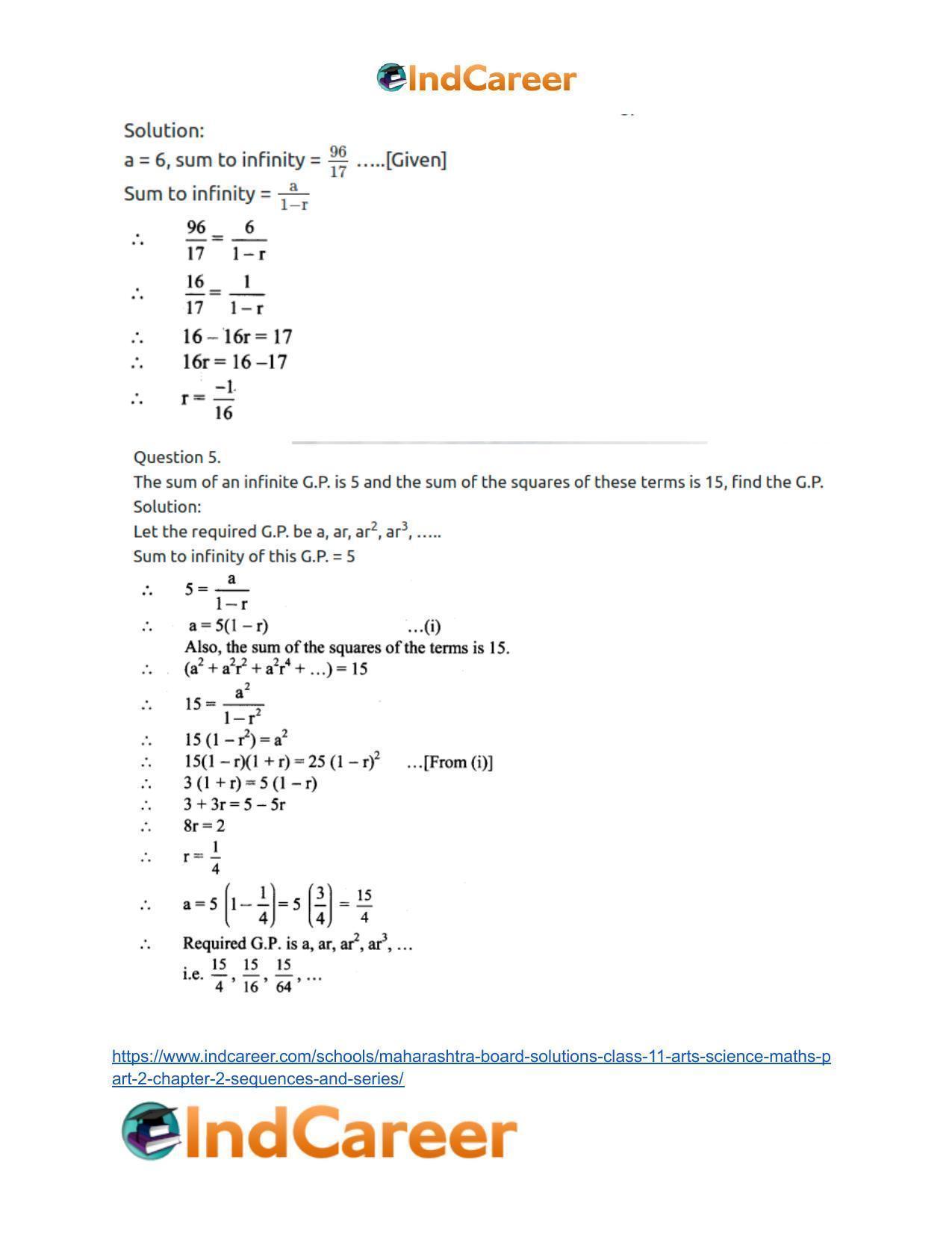 Maharashtra Board Solutions Class 11-Arts & Science Maths (Part 2): Chapter 2- Sequences and Series - Page 44