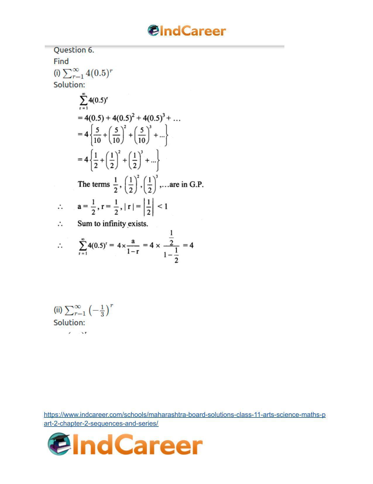Maharashtra Board Solutions Class 11-Arts & Science Maths (Part 2): Chapter 2- Sequences and Series - Page 45