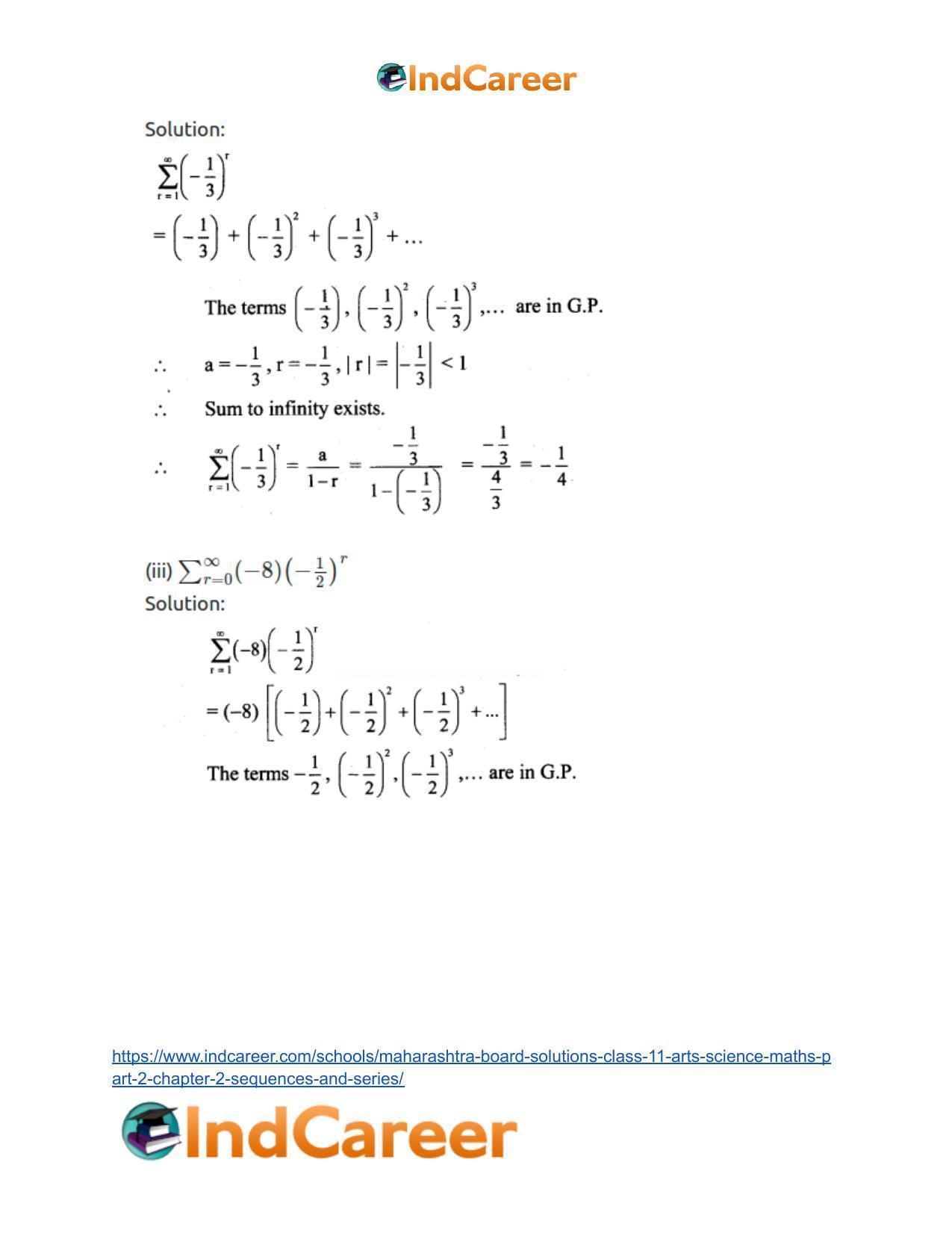 Maharashtra Board Solutions Class 11-Arts & Science Maths (Part 2): Chapter 2- Sequences and Series - Page 46