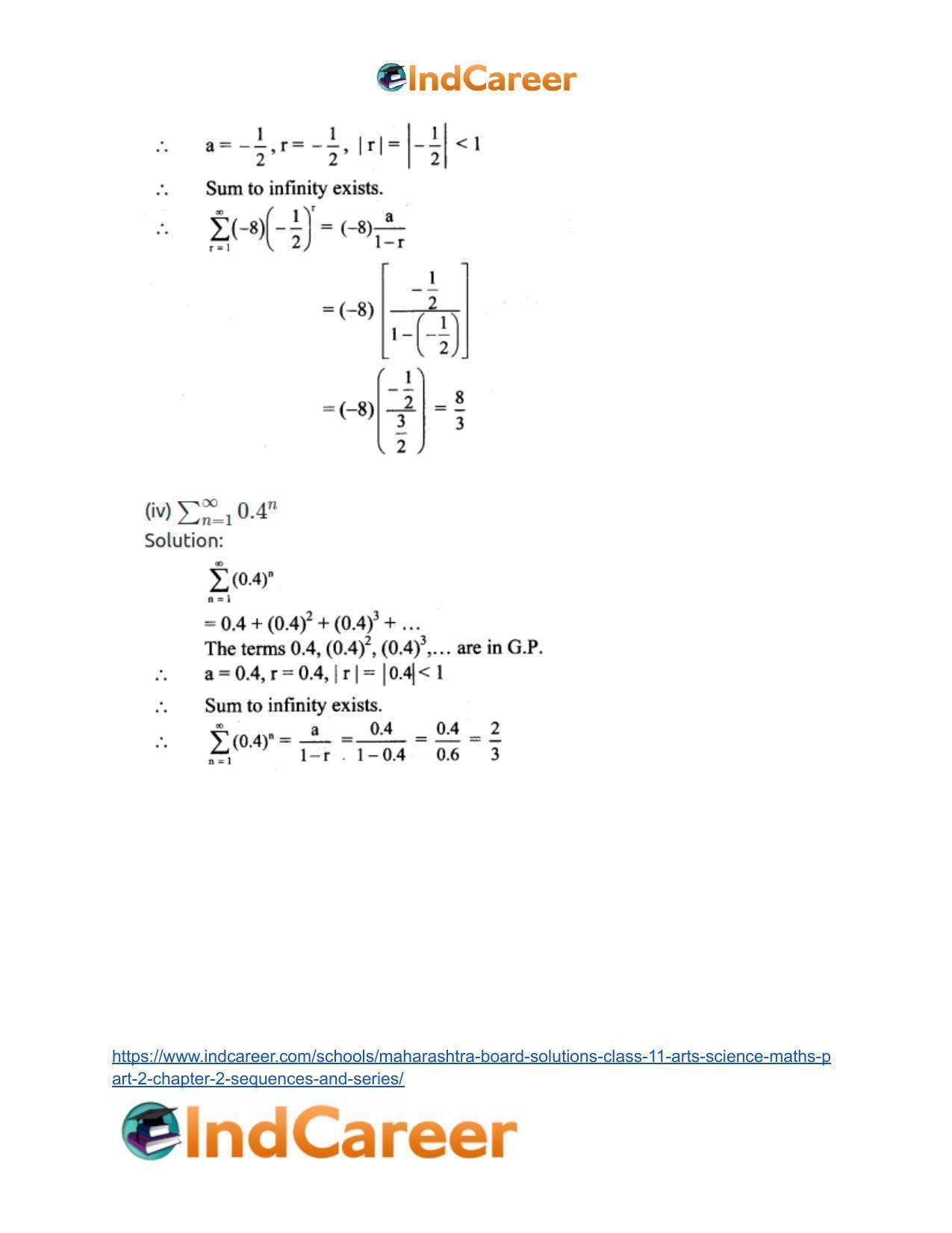 Maharashtra Board Solutions Class 11-Arts & Science Maths (Part 2): Chapter 2- Sequences and Series - Page 47