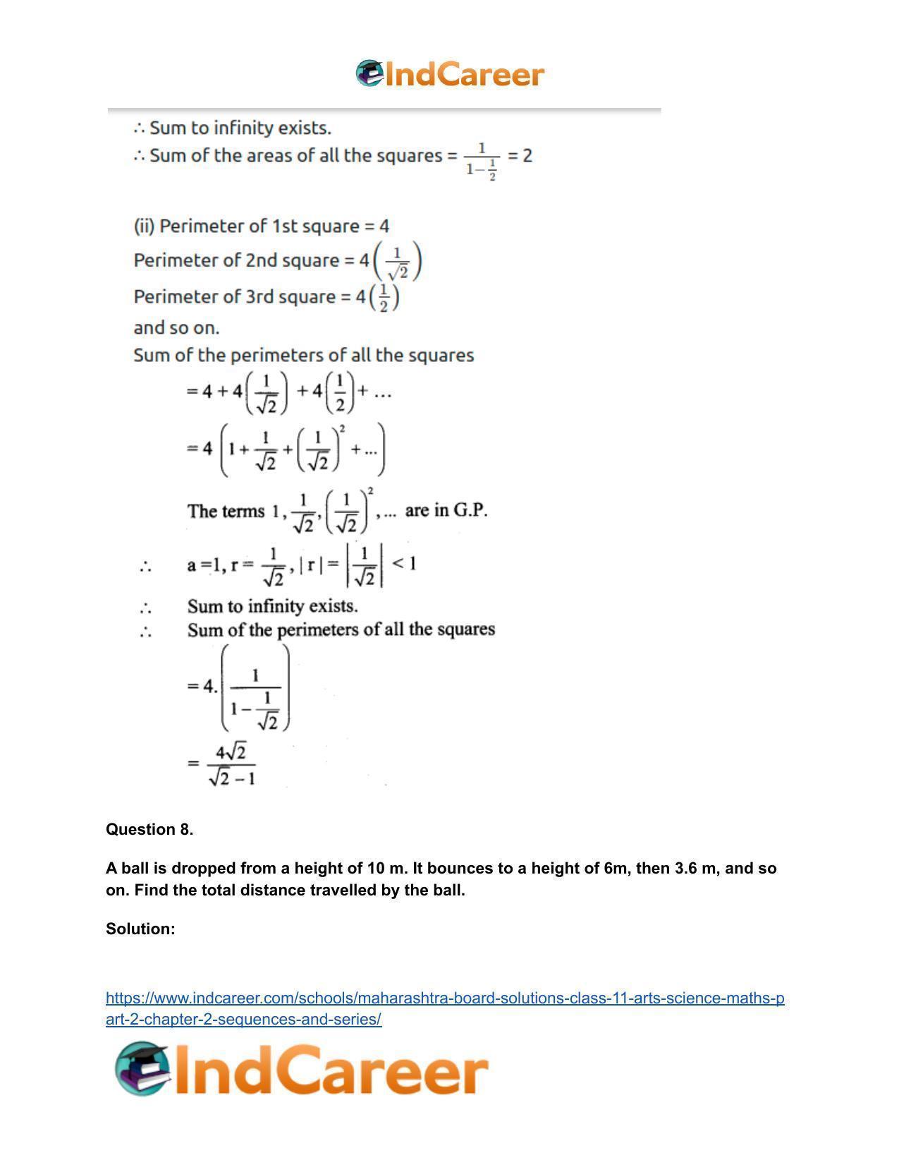 Maharashtra Board Solutions Class 11-Arts & Science Maths (Part 2): Chapter 2- Sequences and Series - Page 49