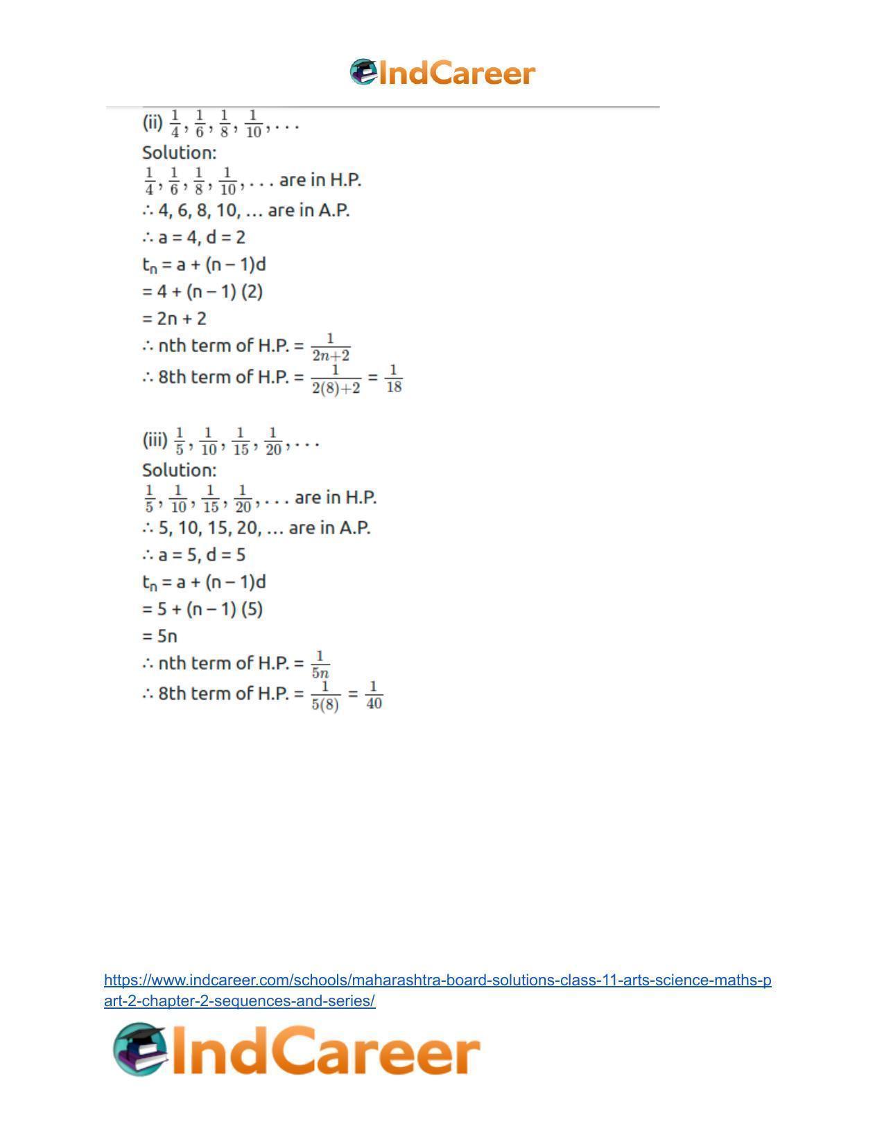 Maharashtra Board Solutions Class 11-Arts & Science Maths (Part 2): Chapter 2- Sequences and Series - Page 53