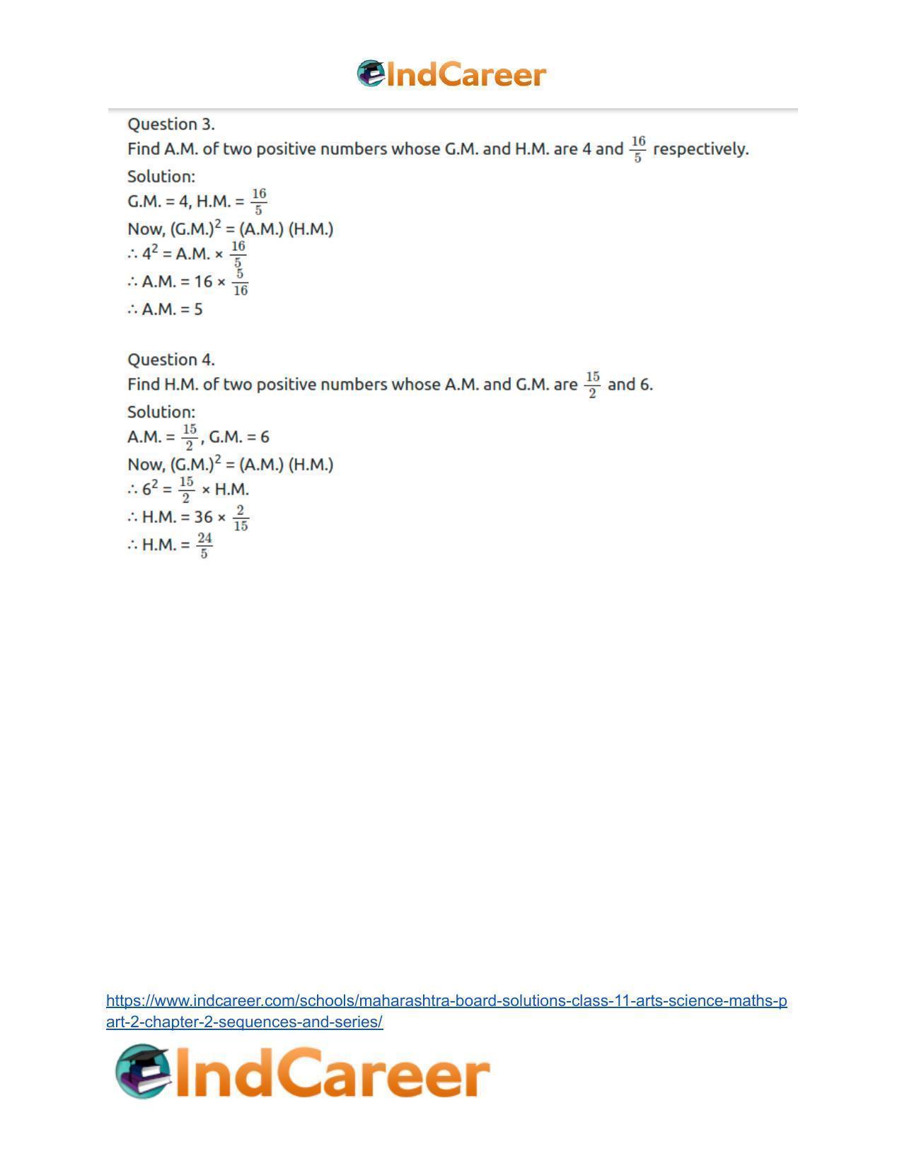 Maharashtra Board Solutions Class 11-Arts & Science Maths (Part 2): Chapter 2- Sequences and Series - Page 54
