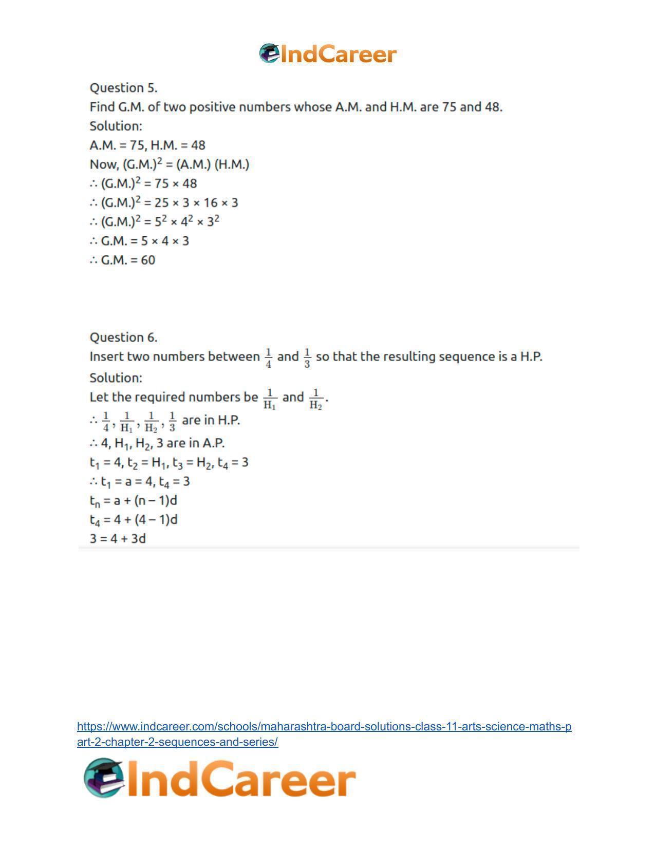 Maharashtra Board Solutions Class 11-Arts & Science Maths (Part 2): Chapter 2- Sequences and Series - Page 55