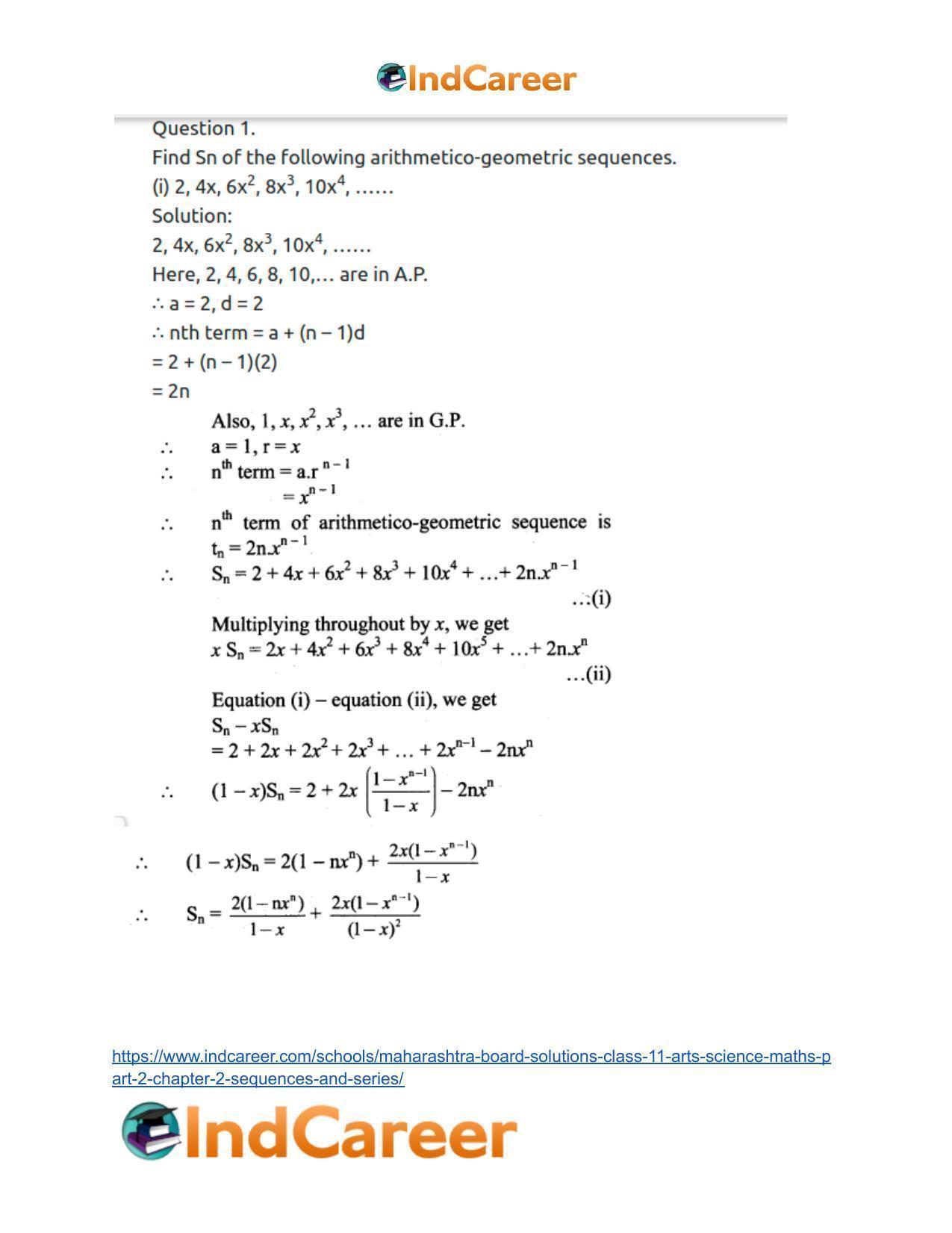 Maharashtra Board Solutions Class 11-Arts & Science Maths (Part 2): Chapter 2- Sequences and Series - Page 60