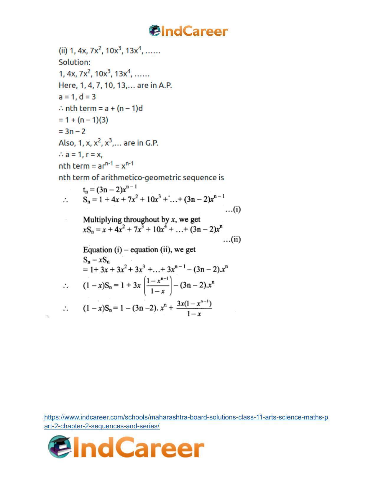 Maharashtra Board Solutions Class 11-Arts & Science Maths (Part 2): Chapter 2- Sequences and Series - Page 61