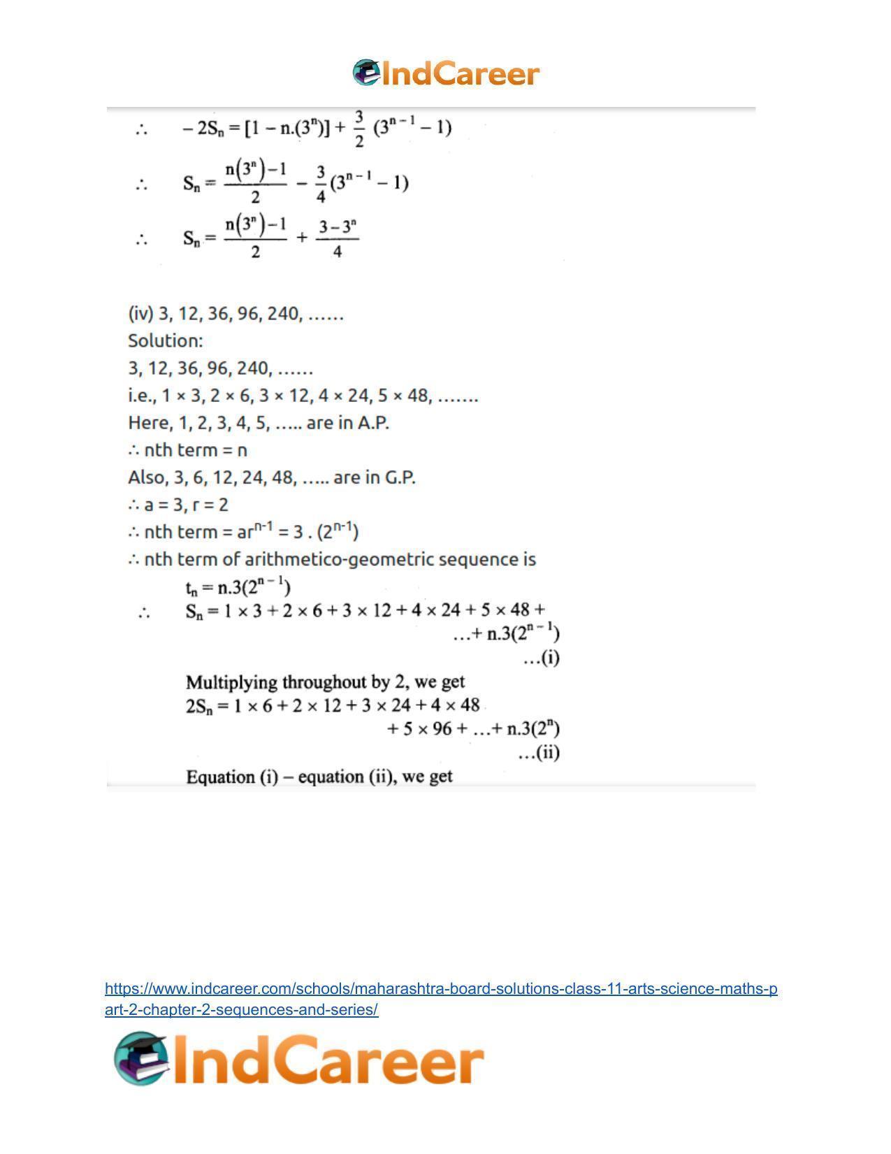 Maharashtra Board Solutions Class 11-Arts & Science Maths (Part 2): Chapter 2- Sequences and Series - Page 63