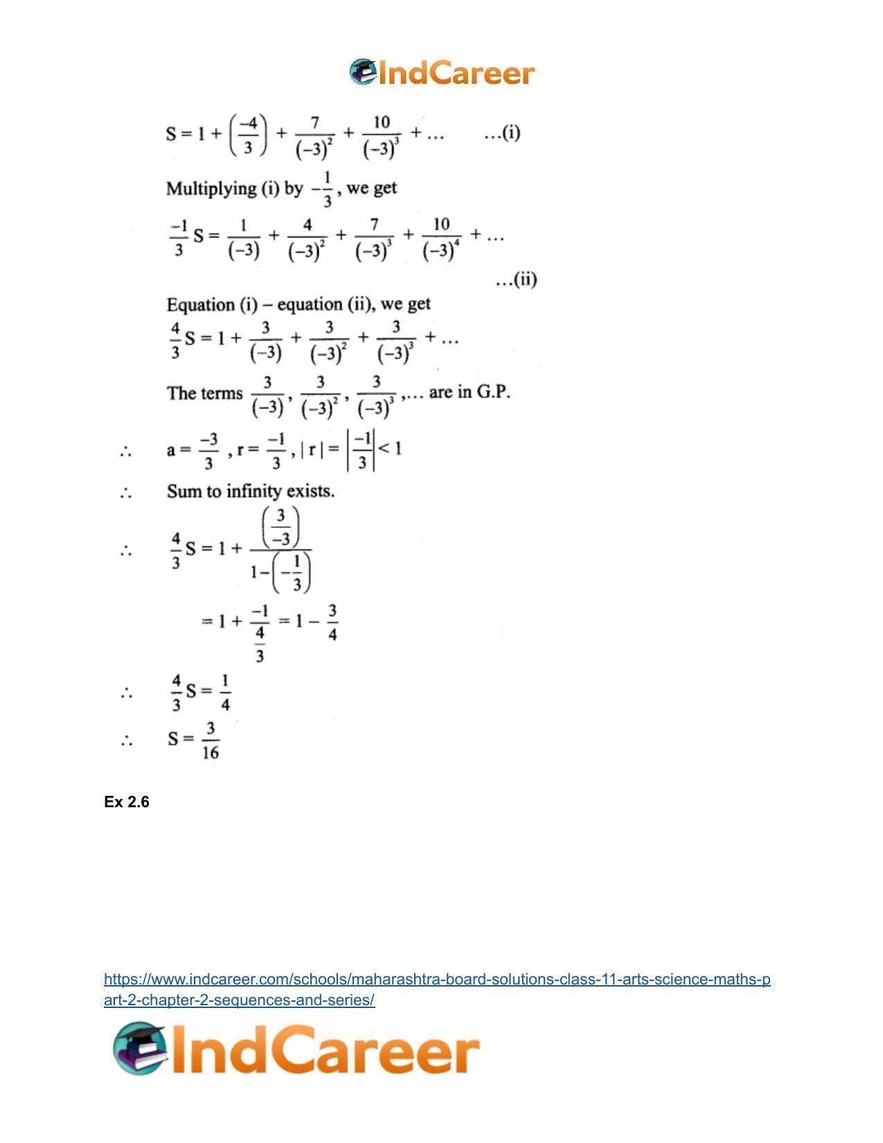 Maharashtra Board Solutions Class 11-Arts & Science Maths (Part 2): Chapter 2- Sequences and Series - Page 67