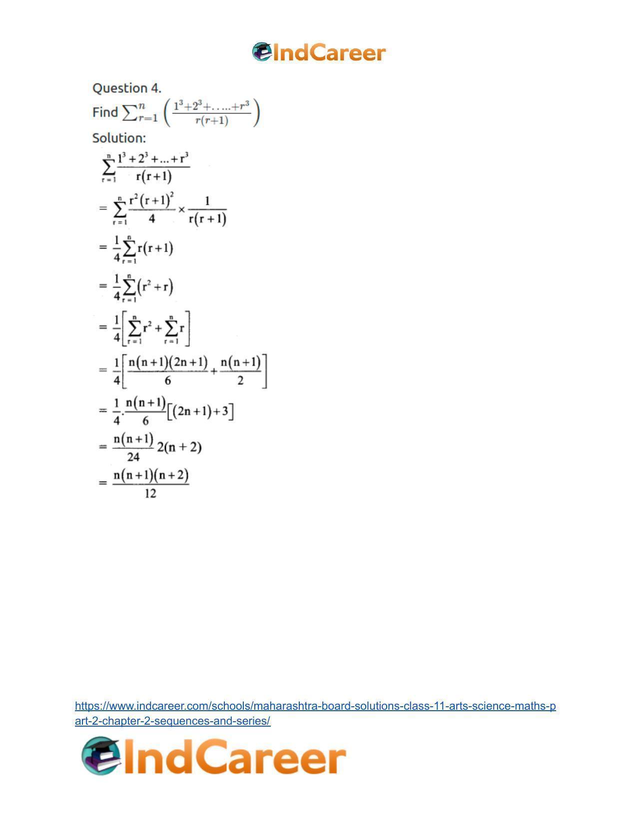 Maharashtra Board Solutions Class 11-Arts & Science Maths (Part 2): Chapter 2- Sequences and Series - Page 70