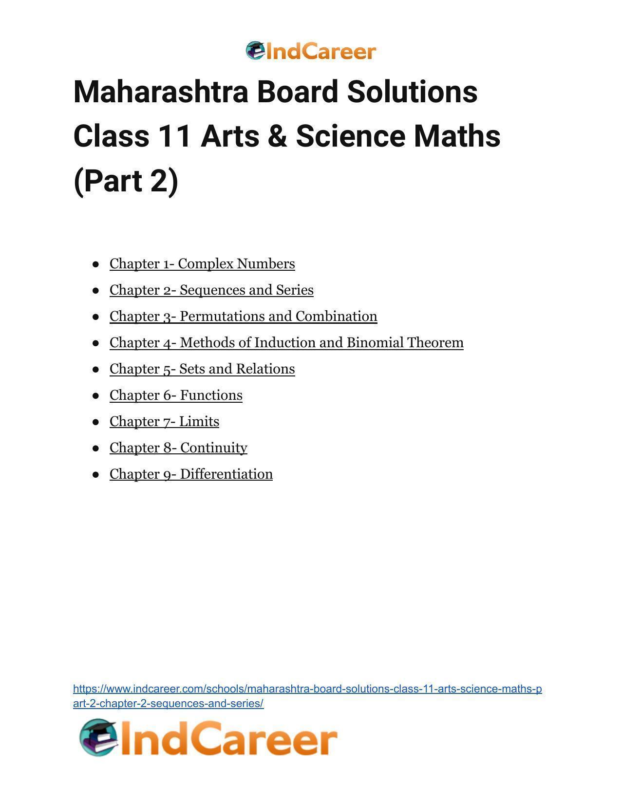 Maharashtra Board Solutions Class 11-Arts & Science Maths (Part 2): Chapter 2- Sequences and Series - Page 77