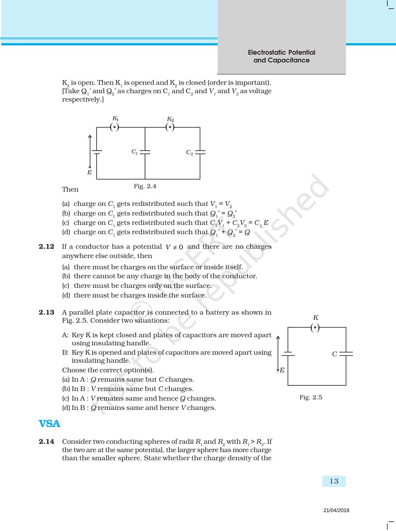 NCERT Exemplar Book For Class 12 Physics Chapter 2 Electrostatic ...