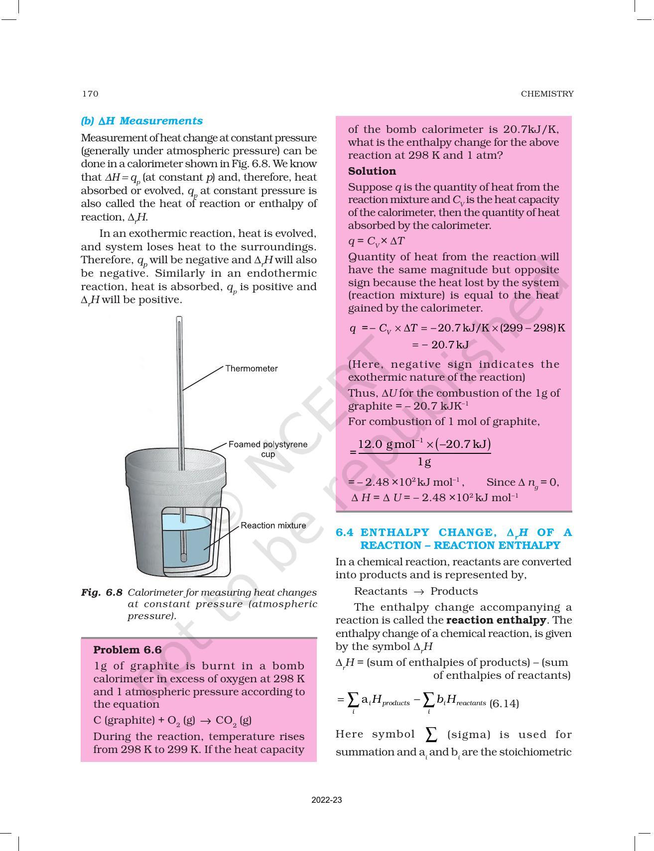 NCERT Book For Class 11 Chemistry Chapter 6 Thermodynamics