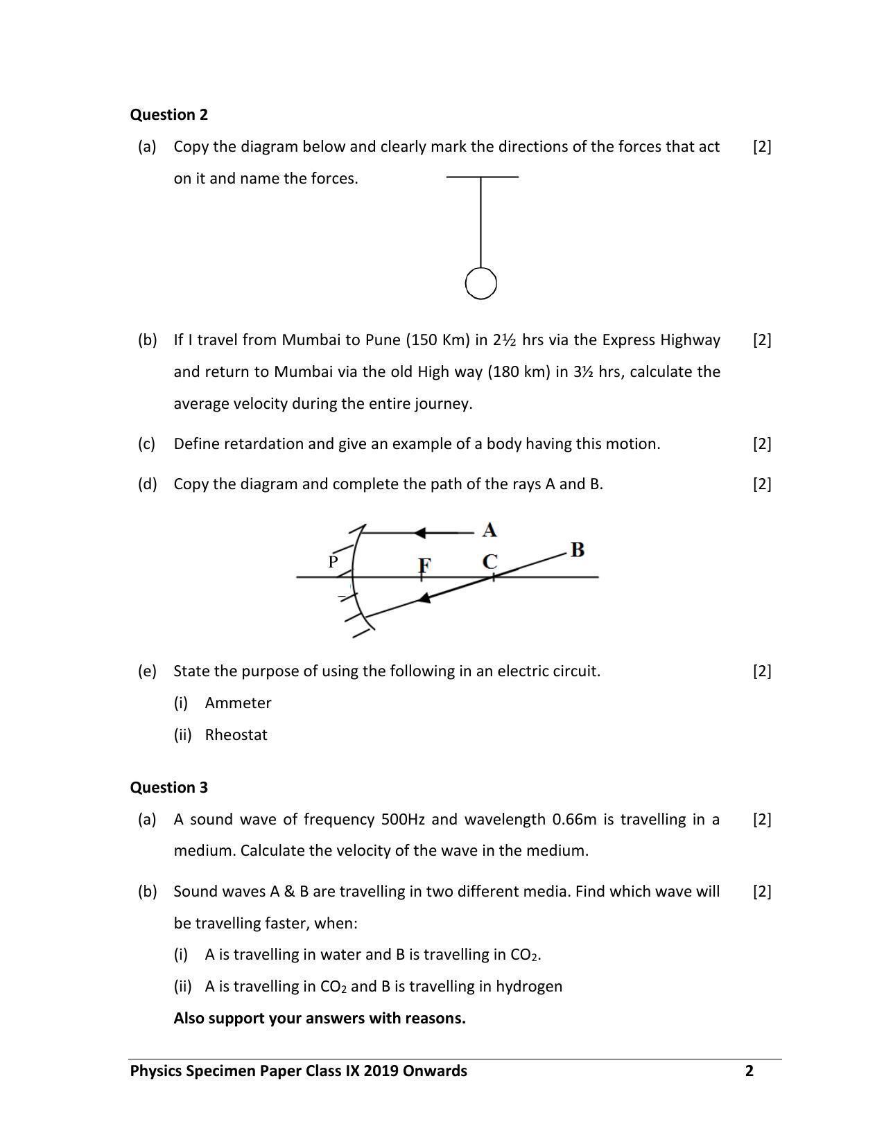 ICSE Class 9 Physics Science Paper-I Sample Paper - Page 2