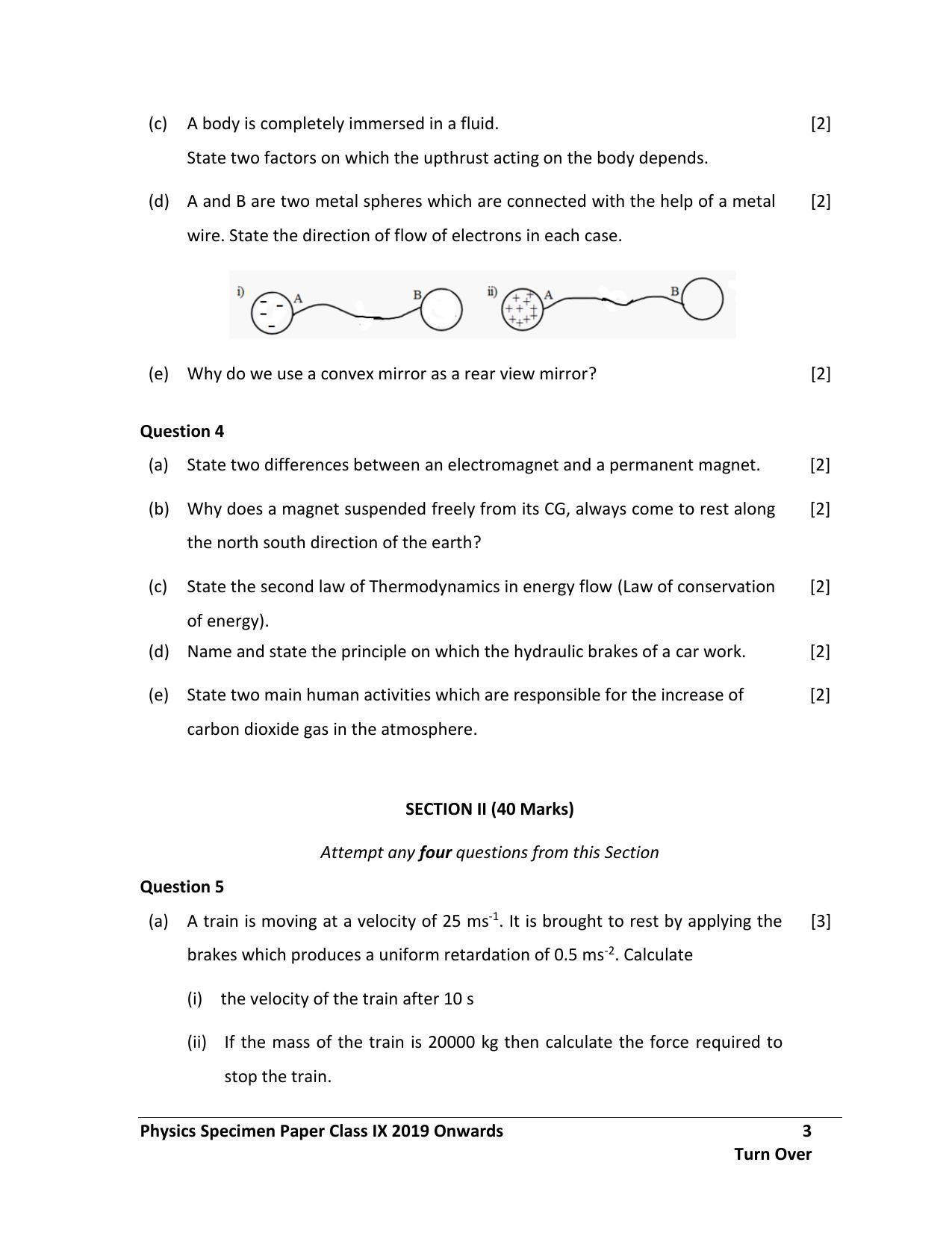 ICSE Class 9 Physics Science Paper-I Sample Paper - Page 3