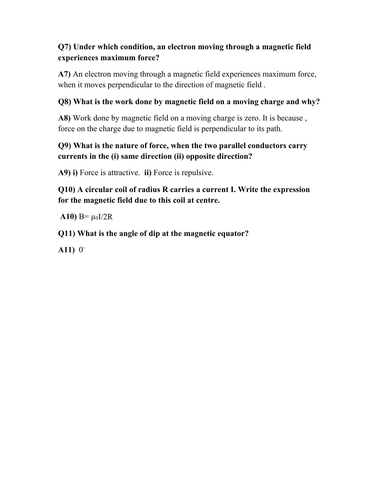 CBSE Worksheet for Class 12 Physics Magnetic Effect of Current - Page 2