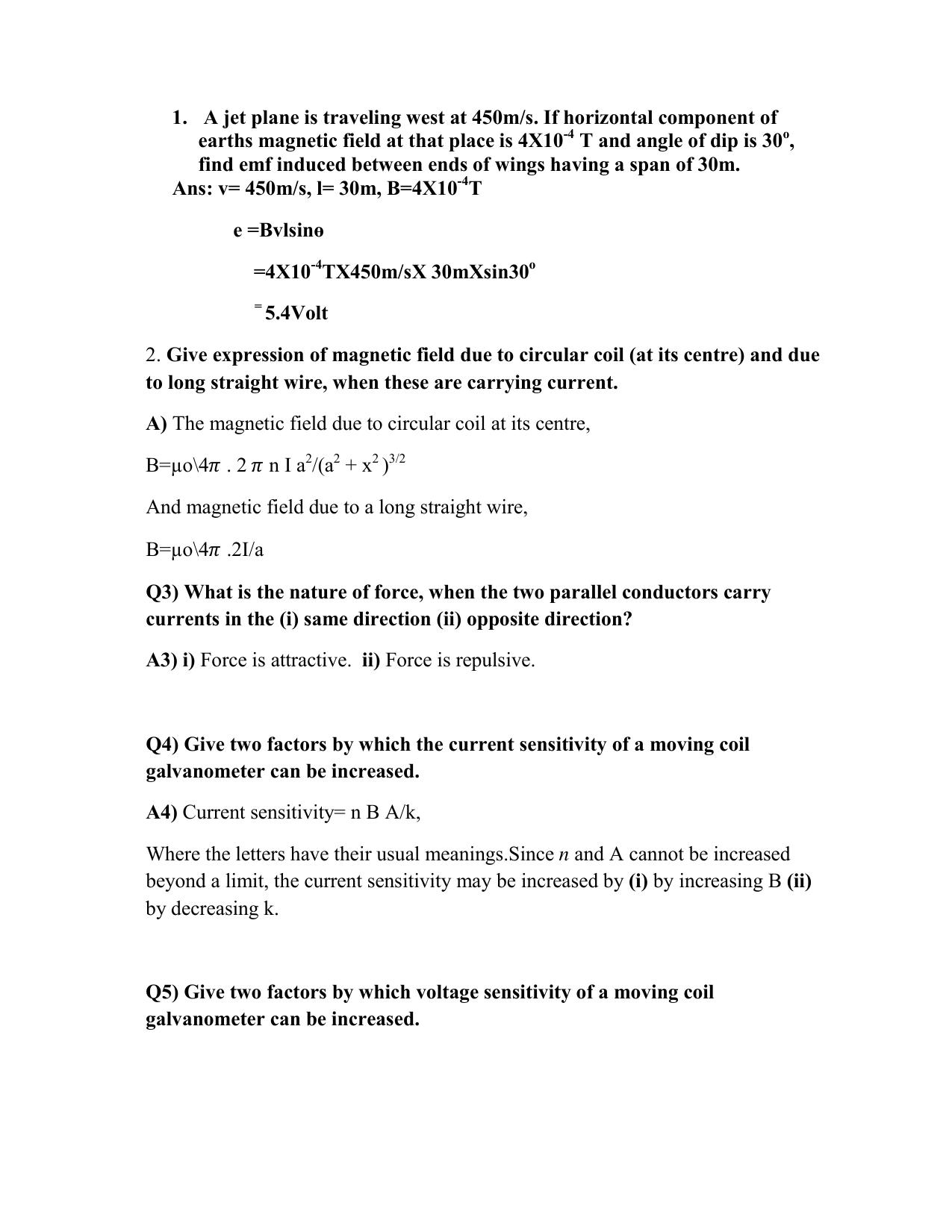 CBSE Worksheet for Class 12 Physics Magnetic Effect of Current - Page 3