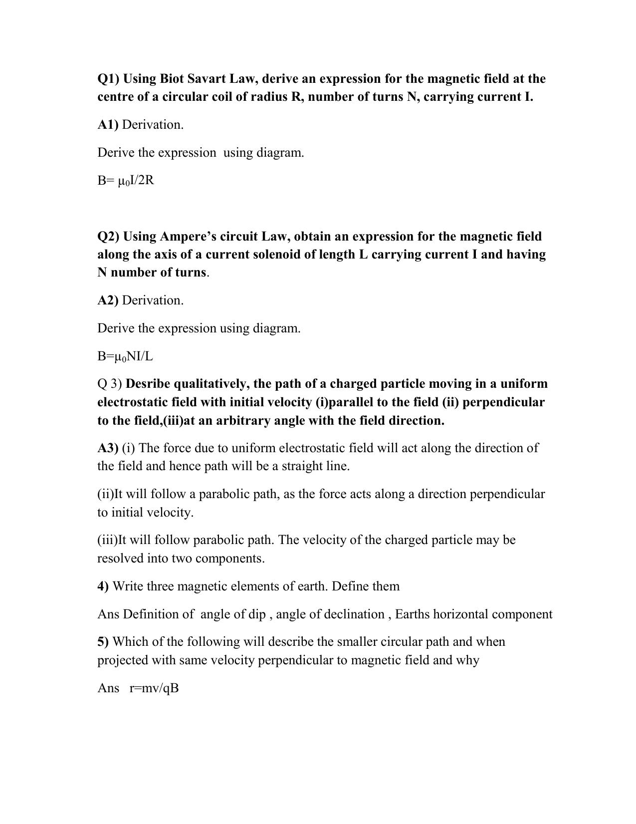 CBSE Worksheet for Class 12 Physics Magnetic Effect of Current - Page 4