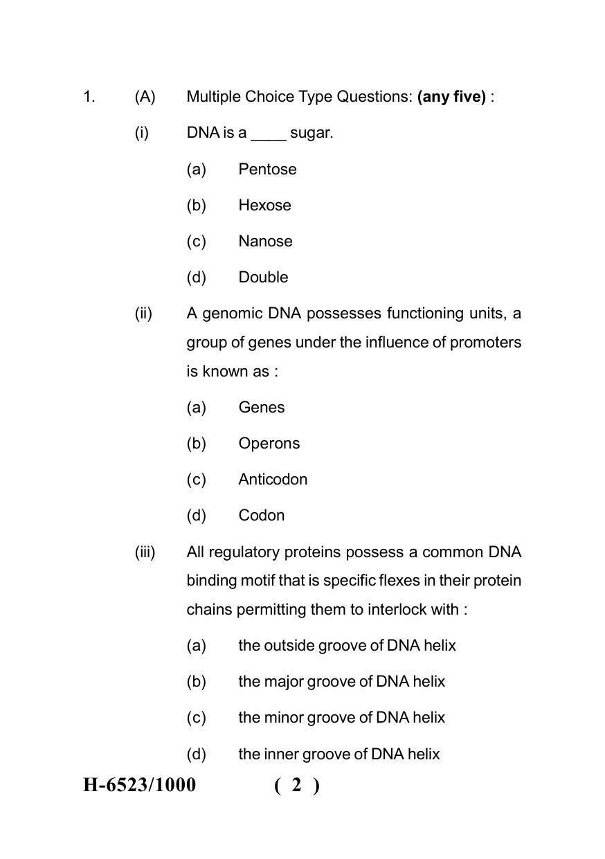 Sarguja University Question Paper July-2022 : M.Sc. In Zoology(Second ...