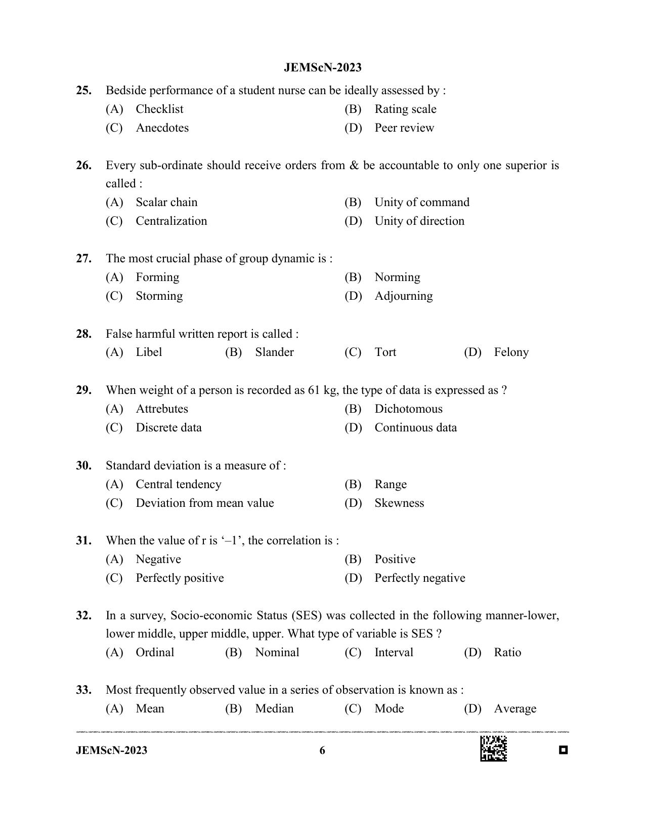 WB JEMScN 2023 Question Paper - Page 6