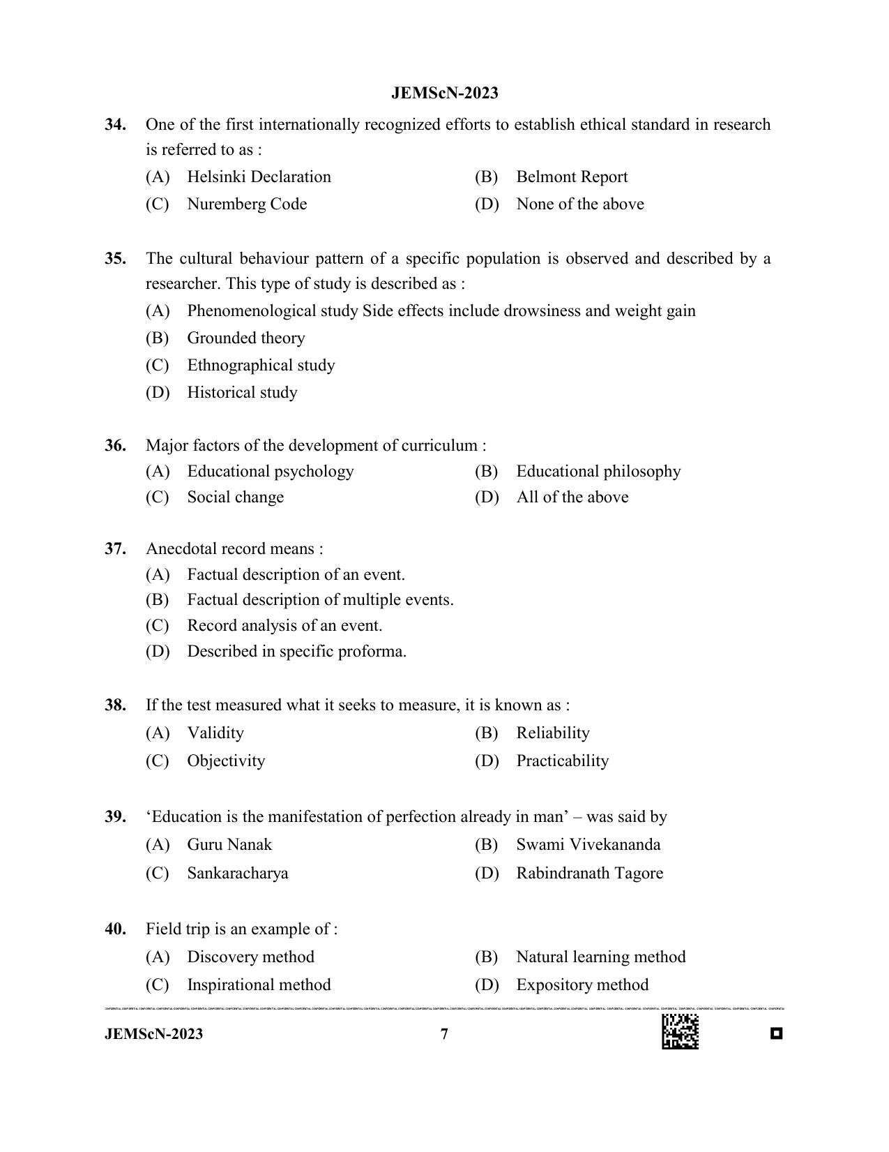 WB JEMScN 2023 Question Paper - Page 7