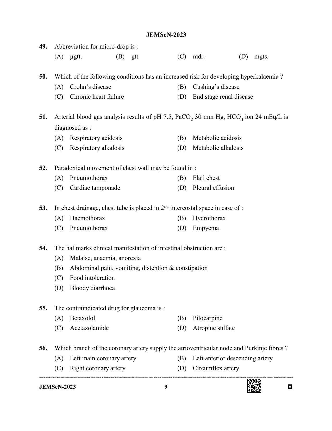 WB JEMScN 2023 Question Paper - Page 9
