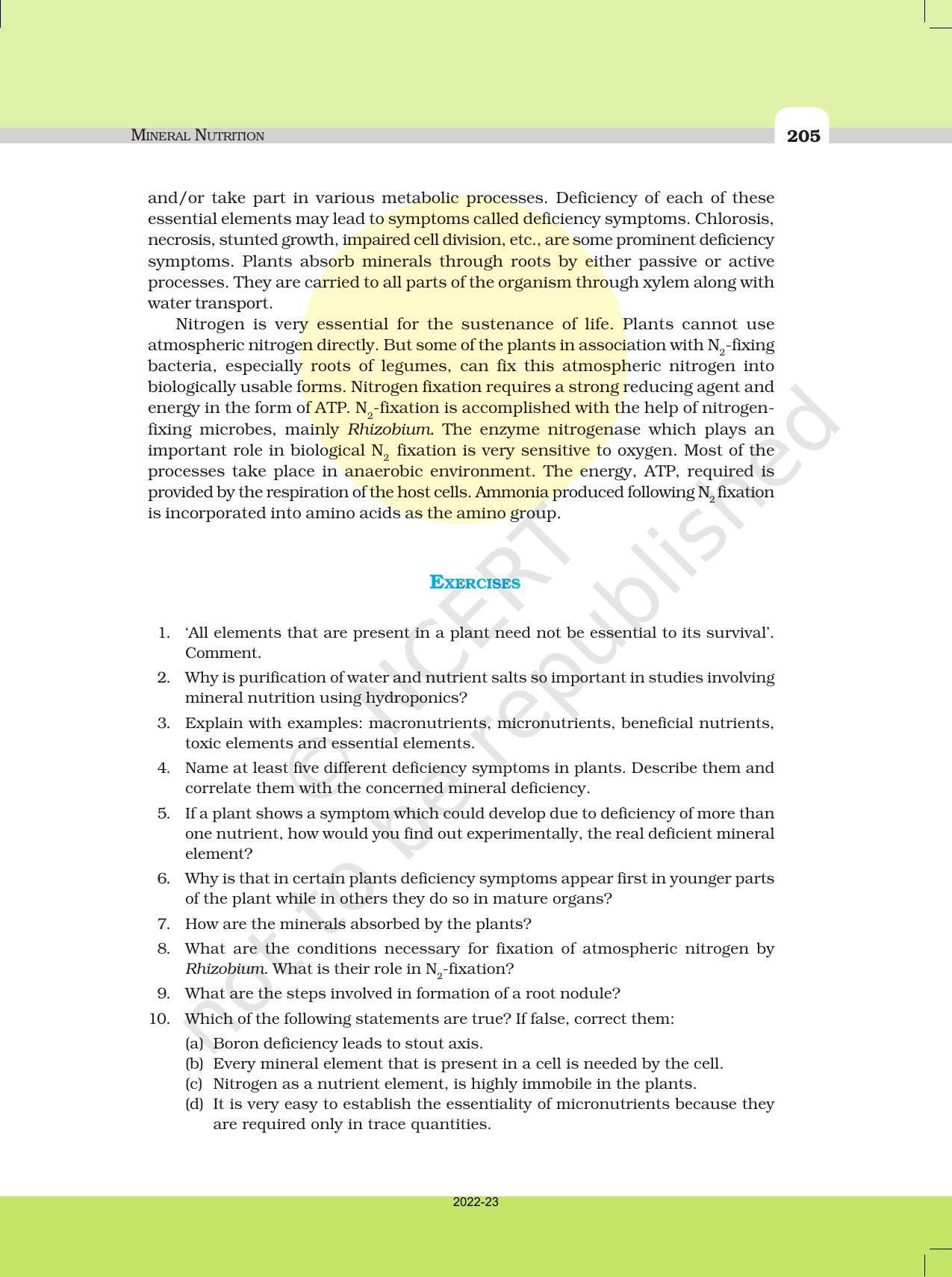 NCERT Book For Class 11 Biology Chapter 12 Mineral Nutrition