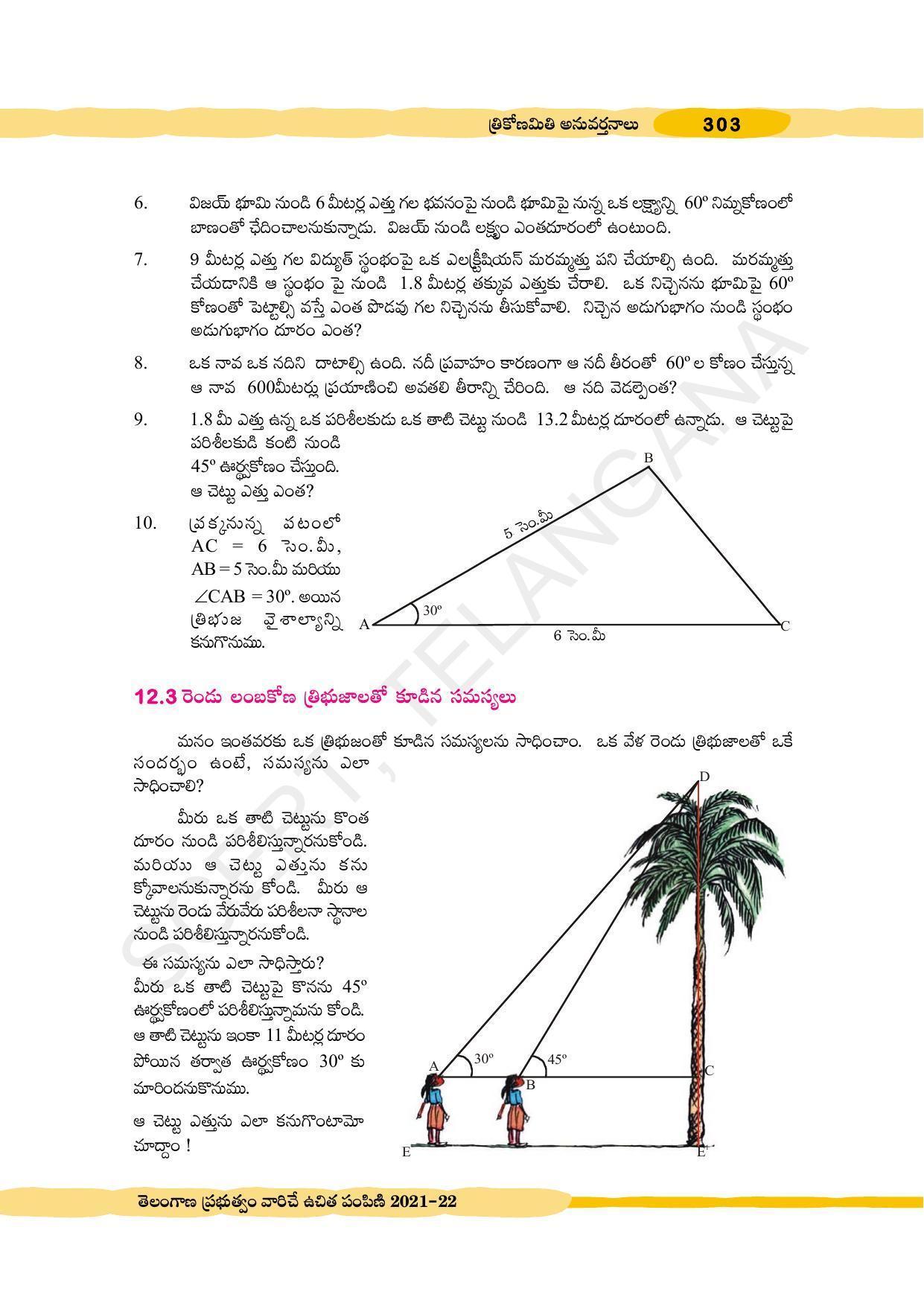 TS SCERT Class 10 Maths (Telugu Medium) Text Book - Page 313
