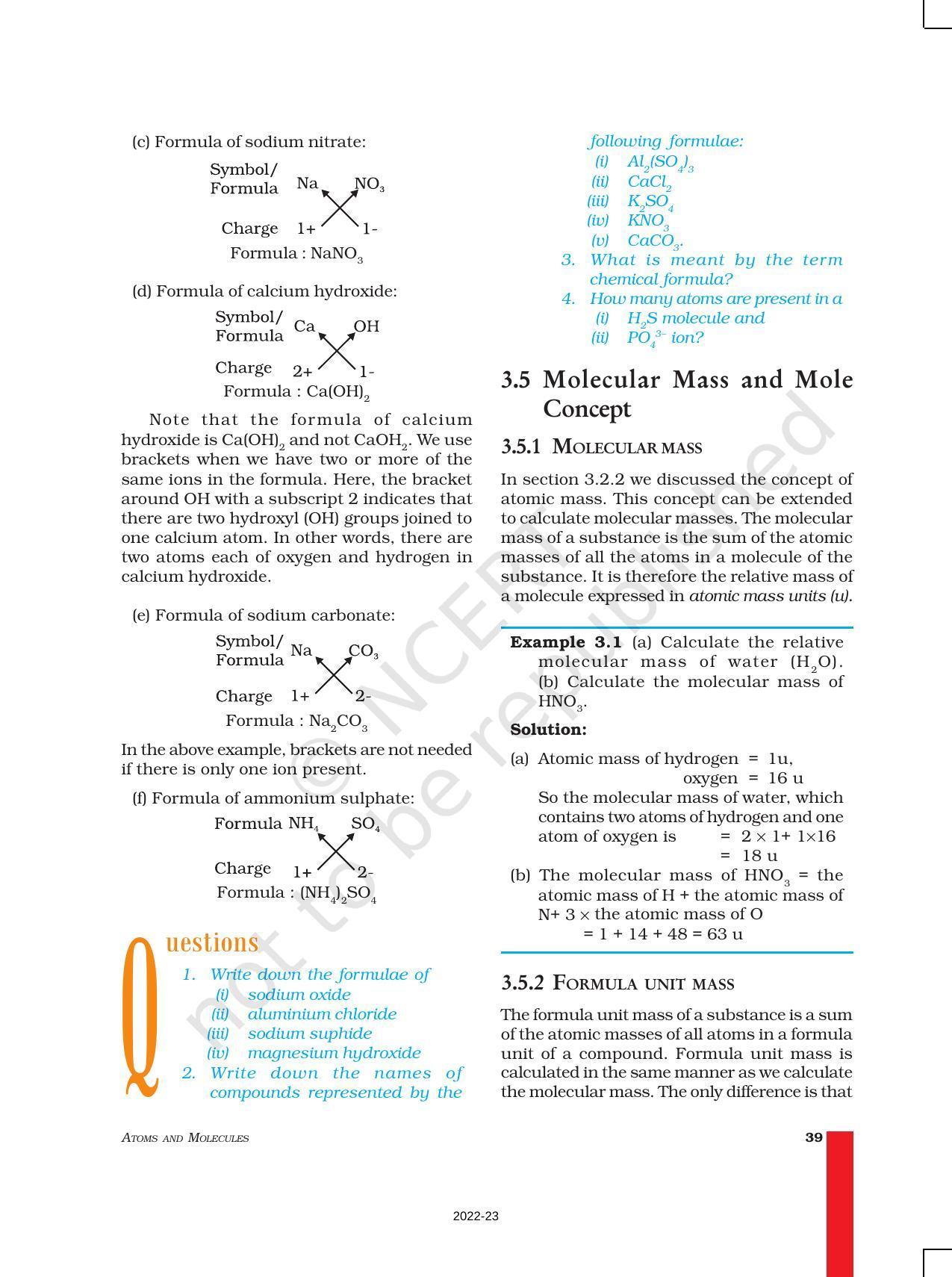 NCERT Book for Class 9 Science Chapter 3 Atoms And Molecules - Page 9