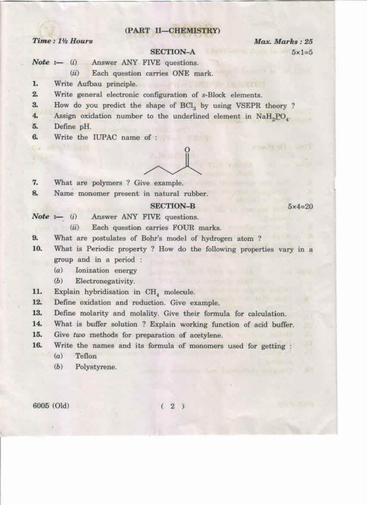 AP Inter 1st Year Physical Sciences (Physics and Chemistry)-I (Old) May-2019-Vocational Question Paper - Page 2