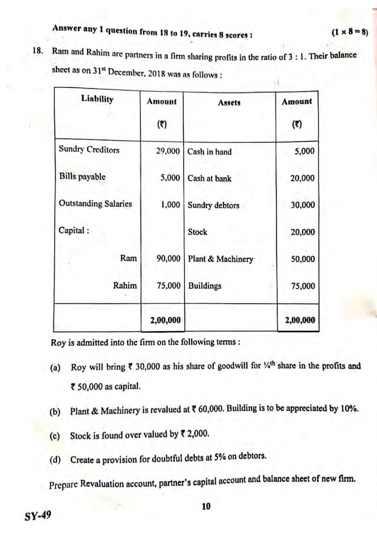 Kerala Plus Two 2020 Accountancy AFS Annual Question Paper - Page 6
