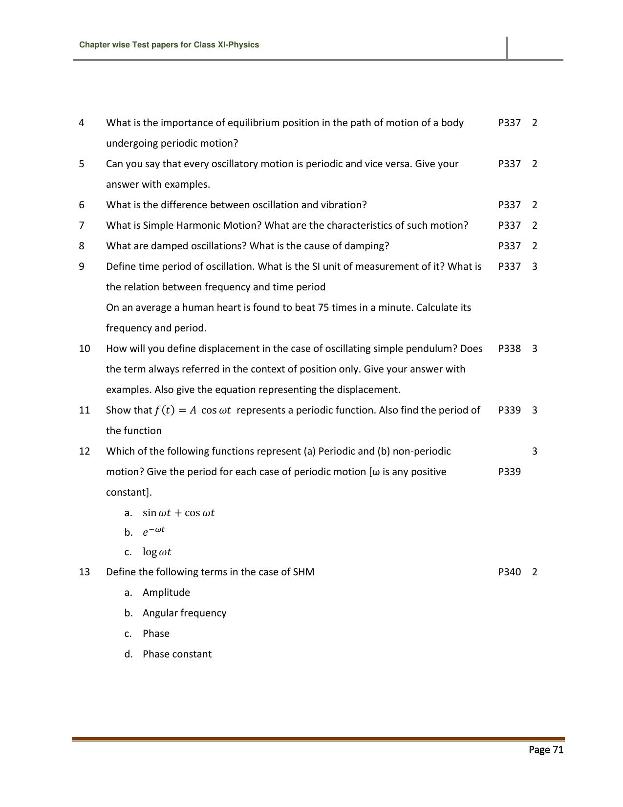 CBSE Worksheets for Class 11 Physics Oscillations Assignment 1 - Page 2