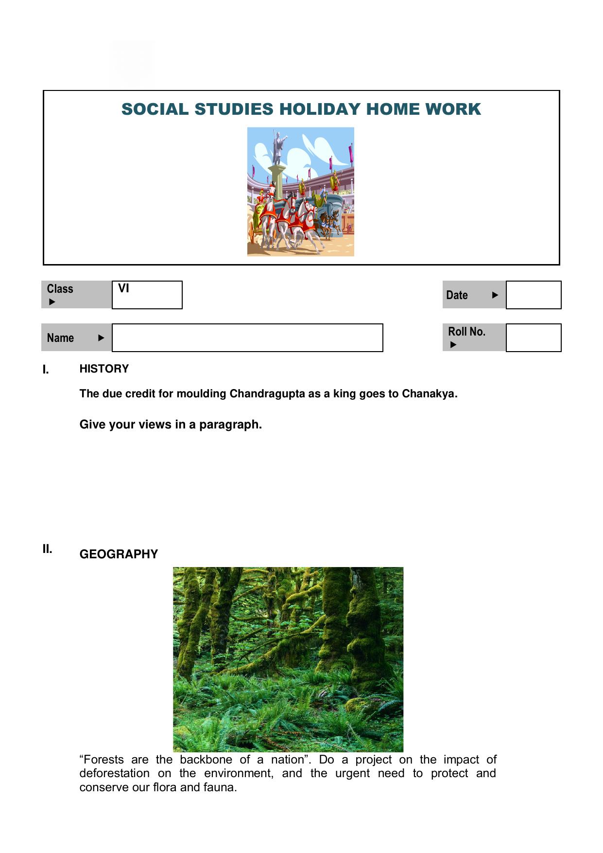 CBSE Worksheets for Class 6 Social Science History Geography Assignment 1 - Page 1