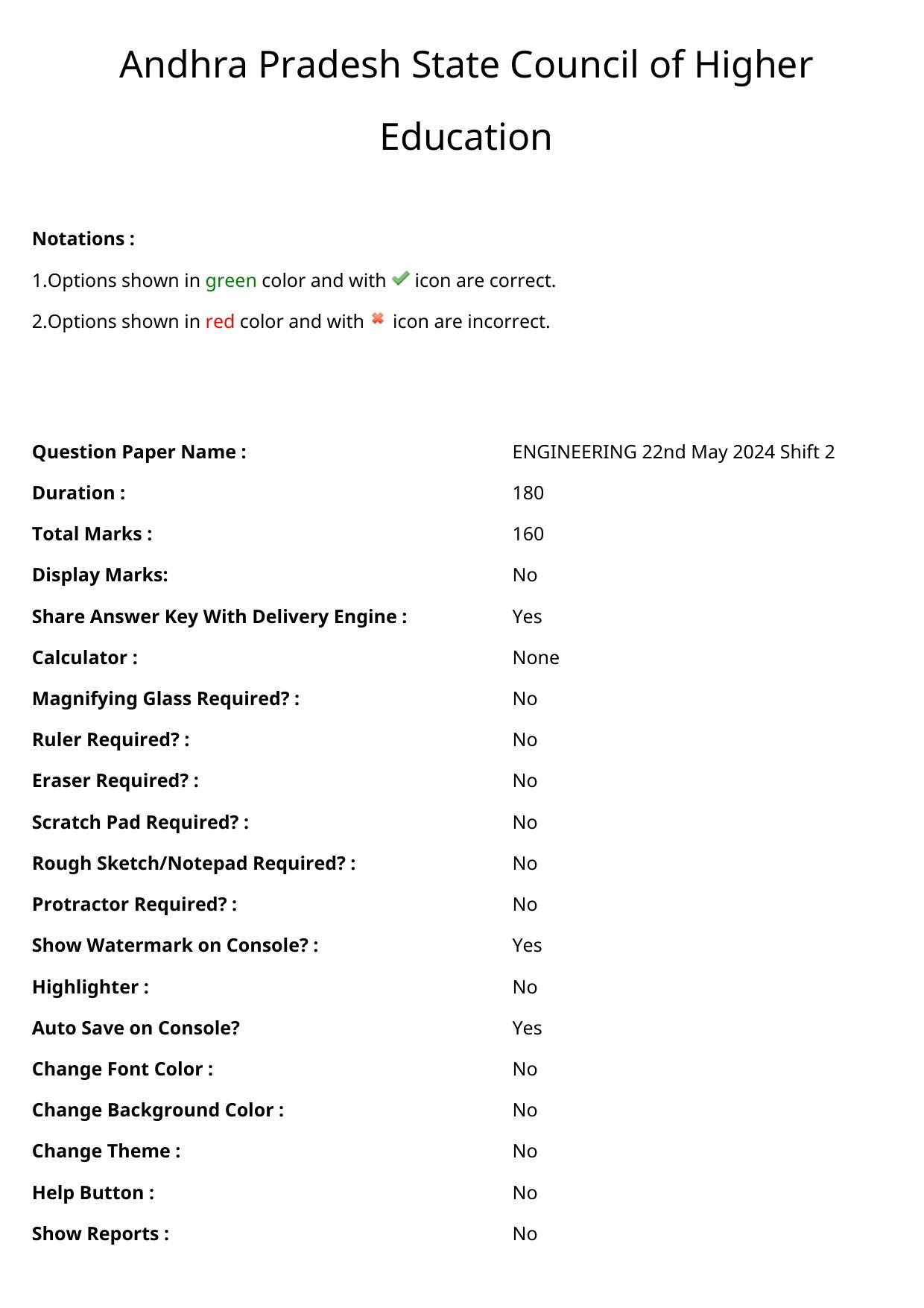 AP EAPCET 2024 - 22 May 2024 Afternoon - Master Engineering Question Paper With Preliminary Keys - Page 1