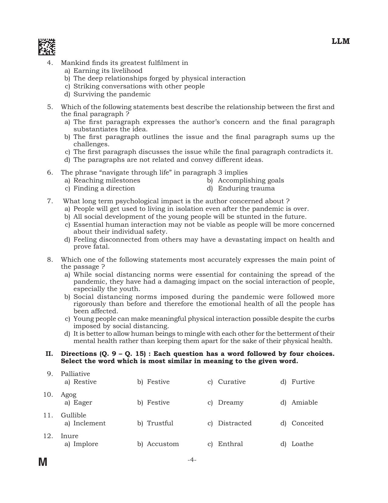 AILET 2022 Question Paper for LL.M - Page 4