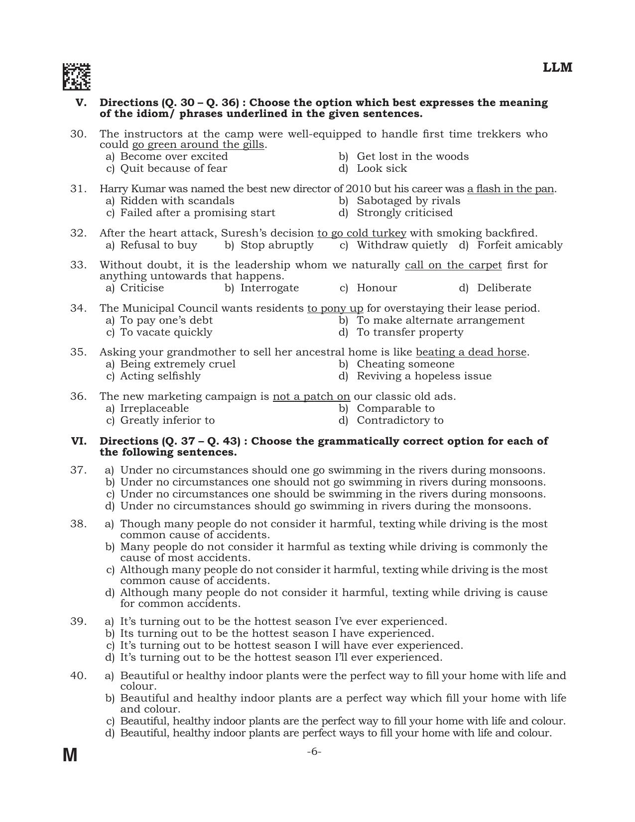 AILET 2022 Question Paper for LL.M - Page 6