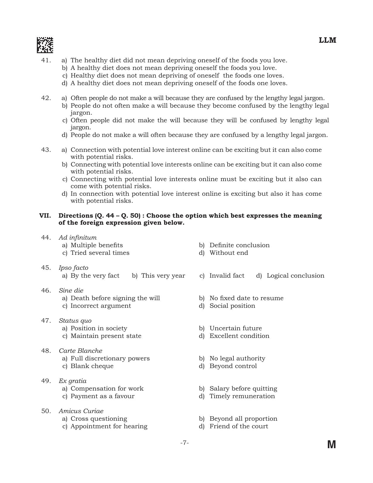 AILET 2022 Question Paper for LL.M - Page 7