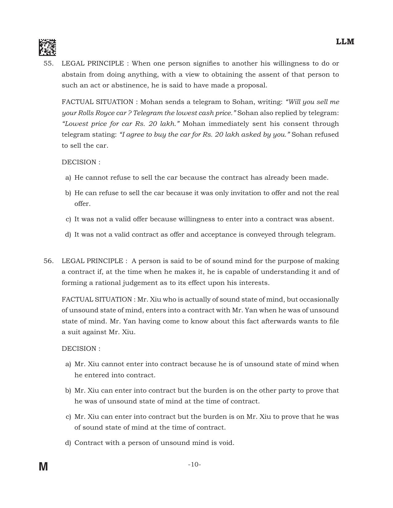 AILET 2022 Question Paper for LL.M - Page 10