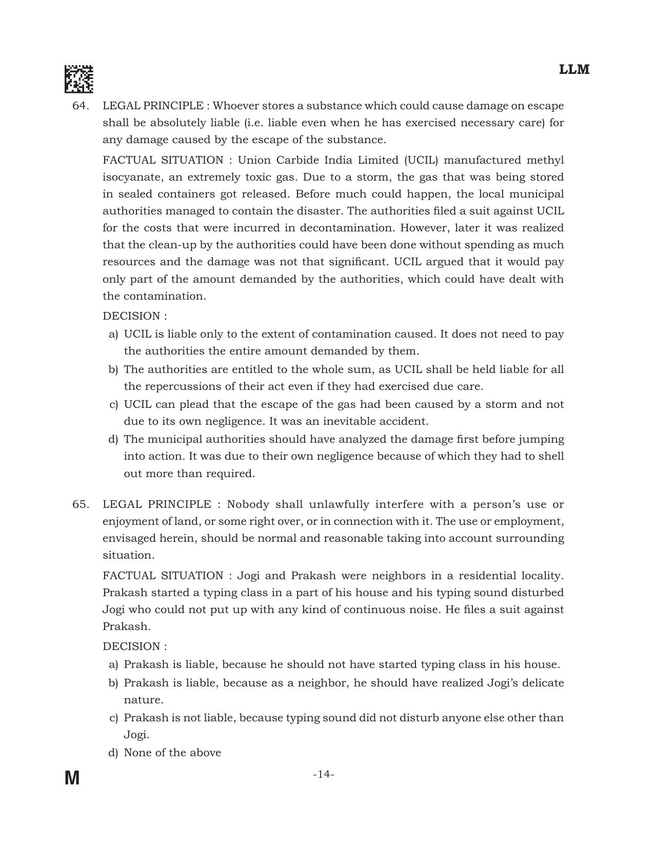 AILET 2022 Question Paper for LL.M - Page 14