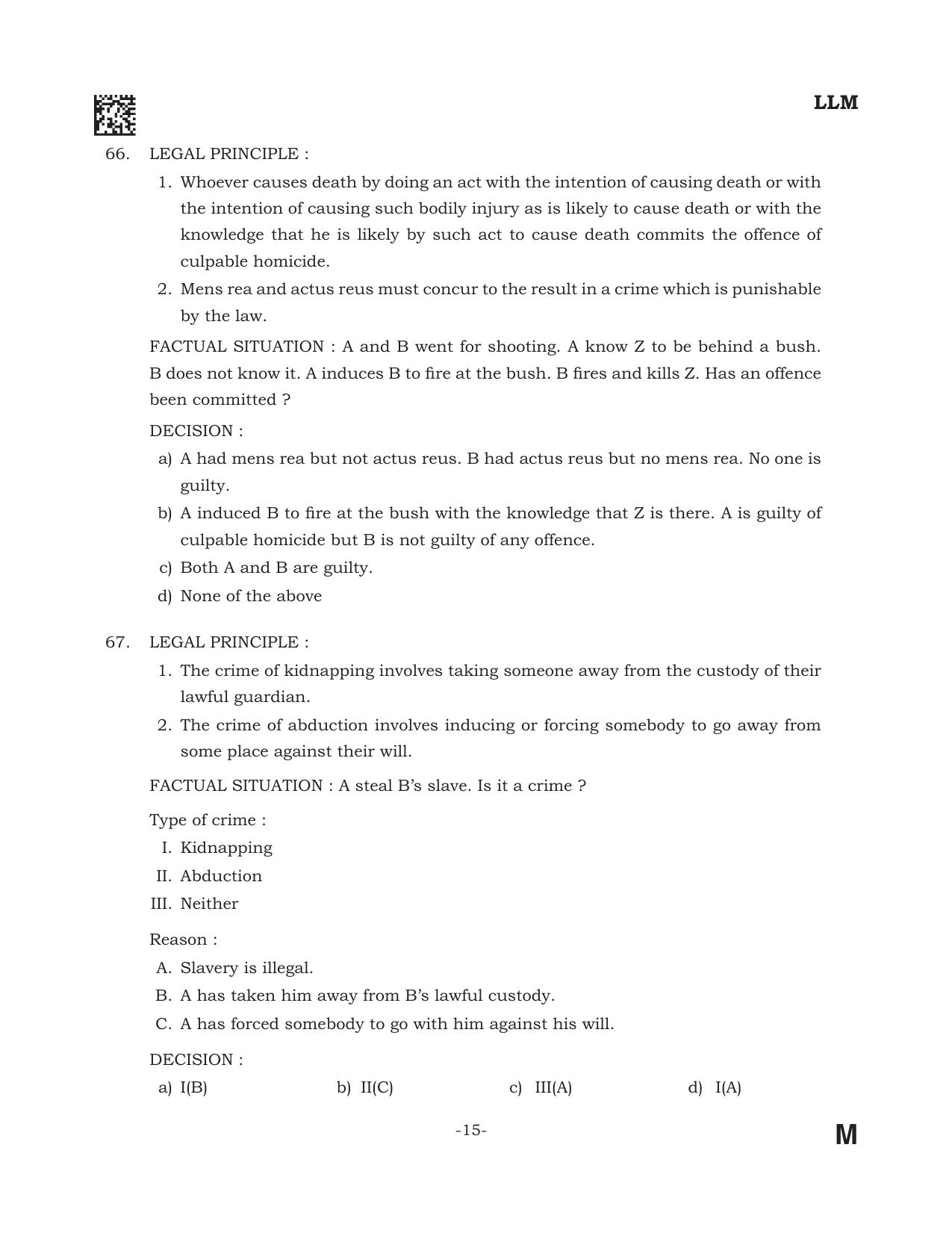 AILET 2022 Question Paper for LL.M - Page 15