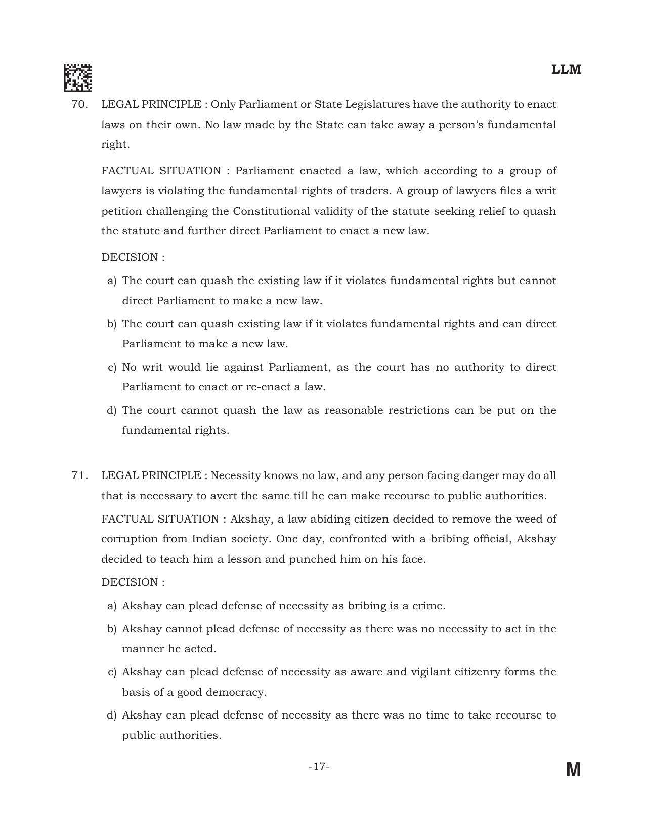 AILET 2022 Question Paper for LL.M - Page 17