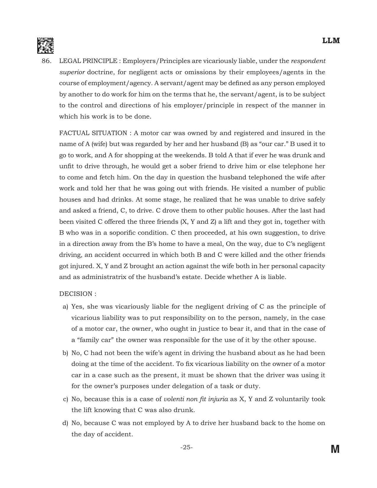 AILET 2022 Question Paper for LL.M - Page 25