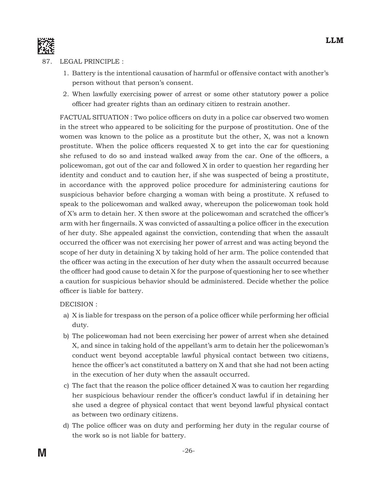 AILET 2022 Question Paper for LL.M - Page 26