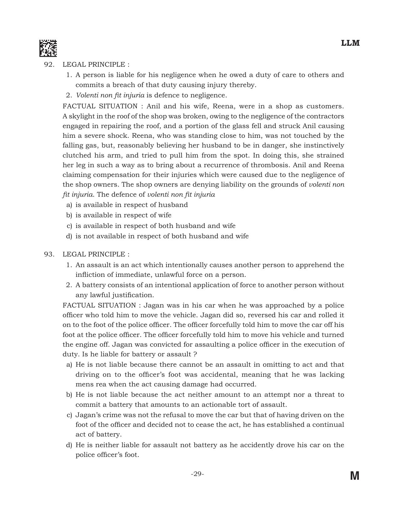 AILET 2022 Question Paper for LL.M - Page 29