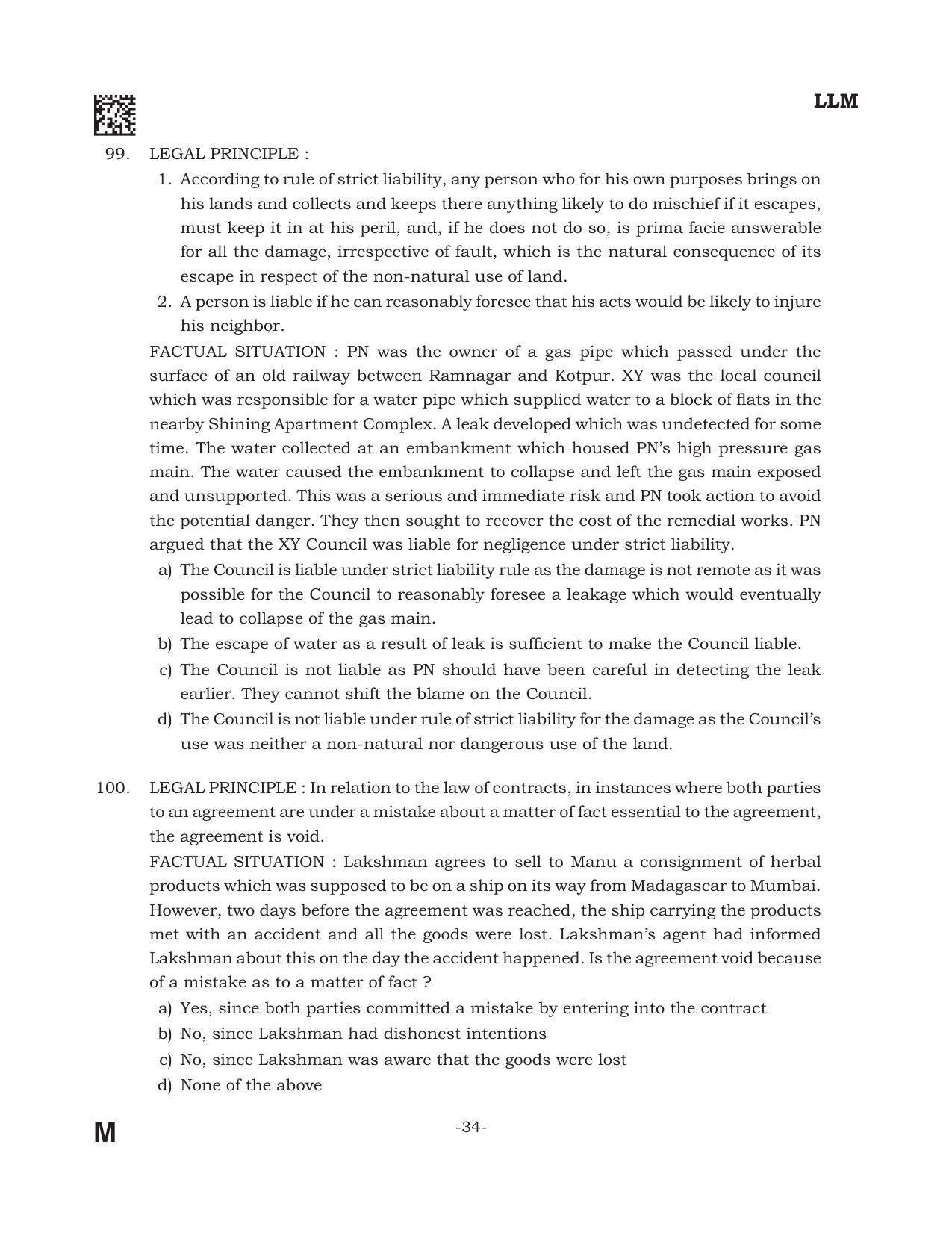 AILET 2022 Question Paper for LL.M - Page 34