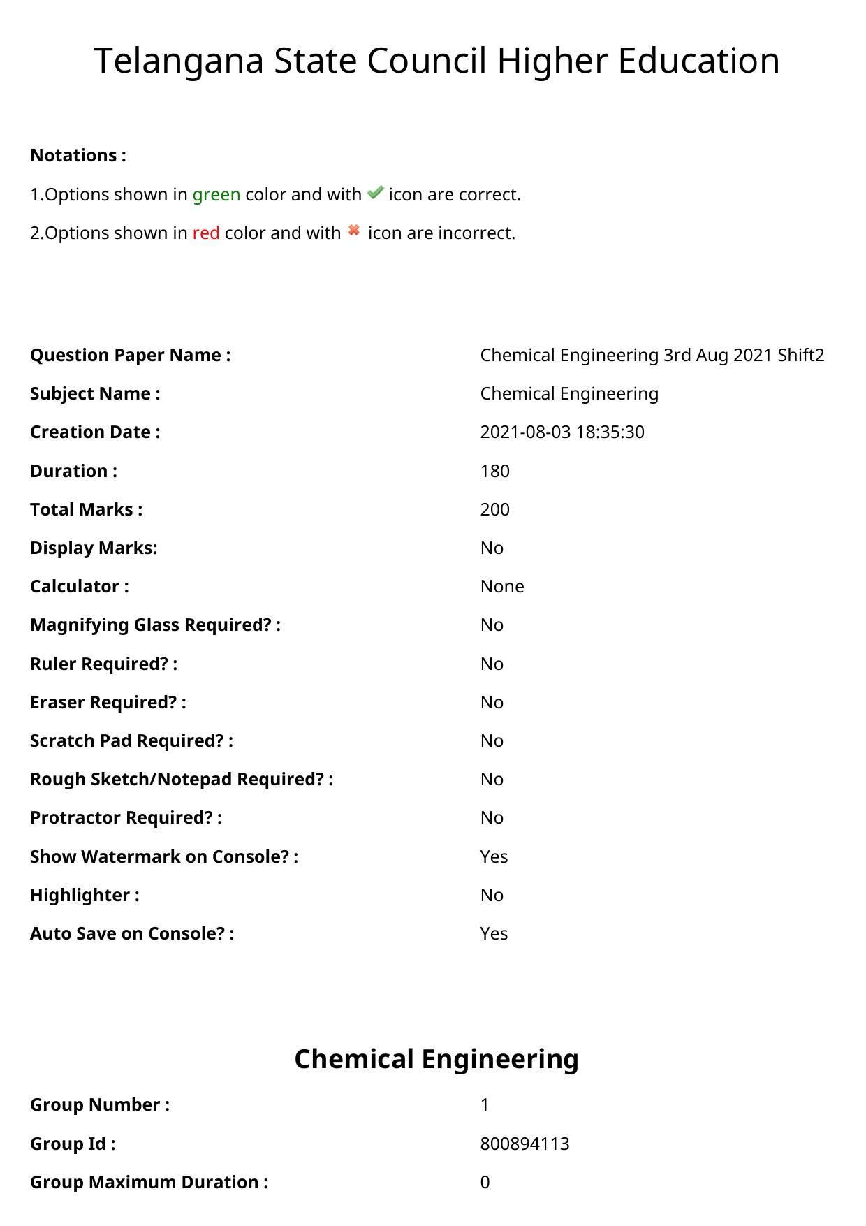 TS ECET 2021 Chemical Engineering Question Paper - Page 1