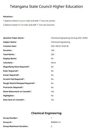 TS ECET 2021 Chemical Engineering Question Paper