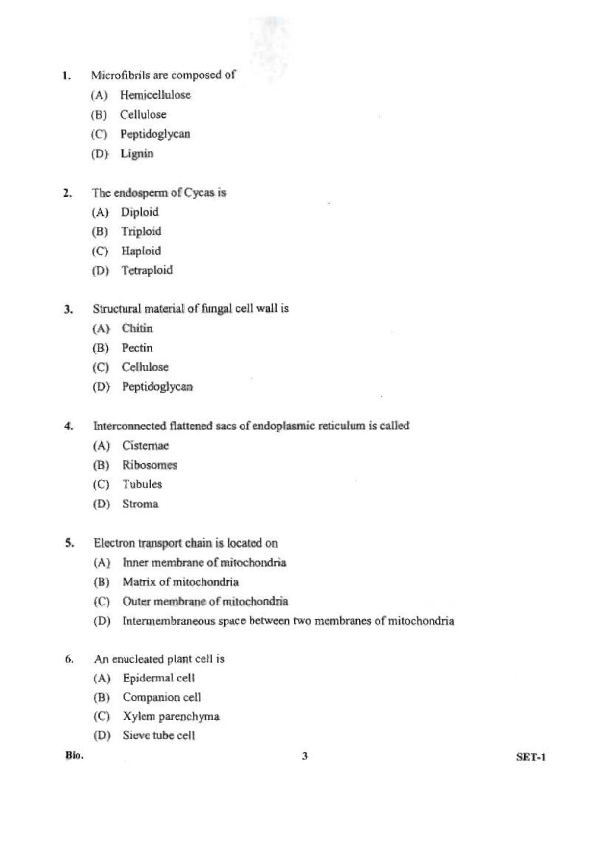 OJEE 2013 Biology Set 1 Question Paper - IndCareer Docs