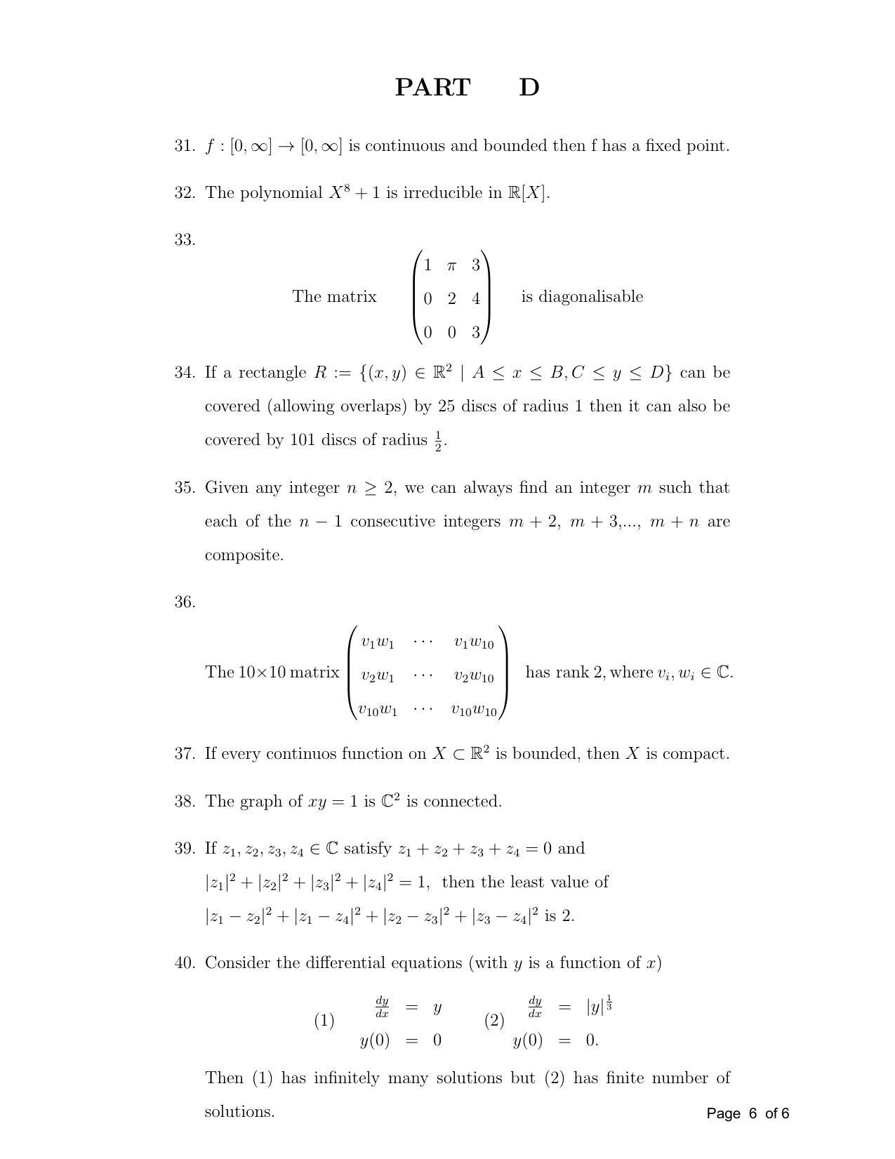 tifr phd mathematics question papers